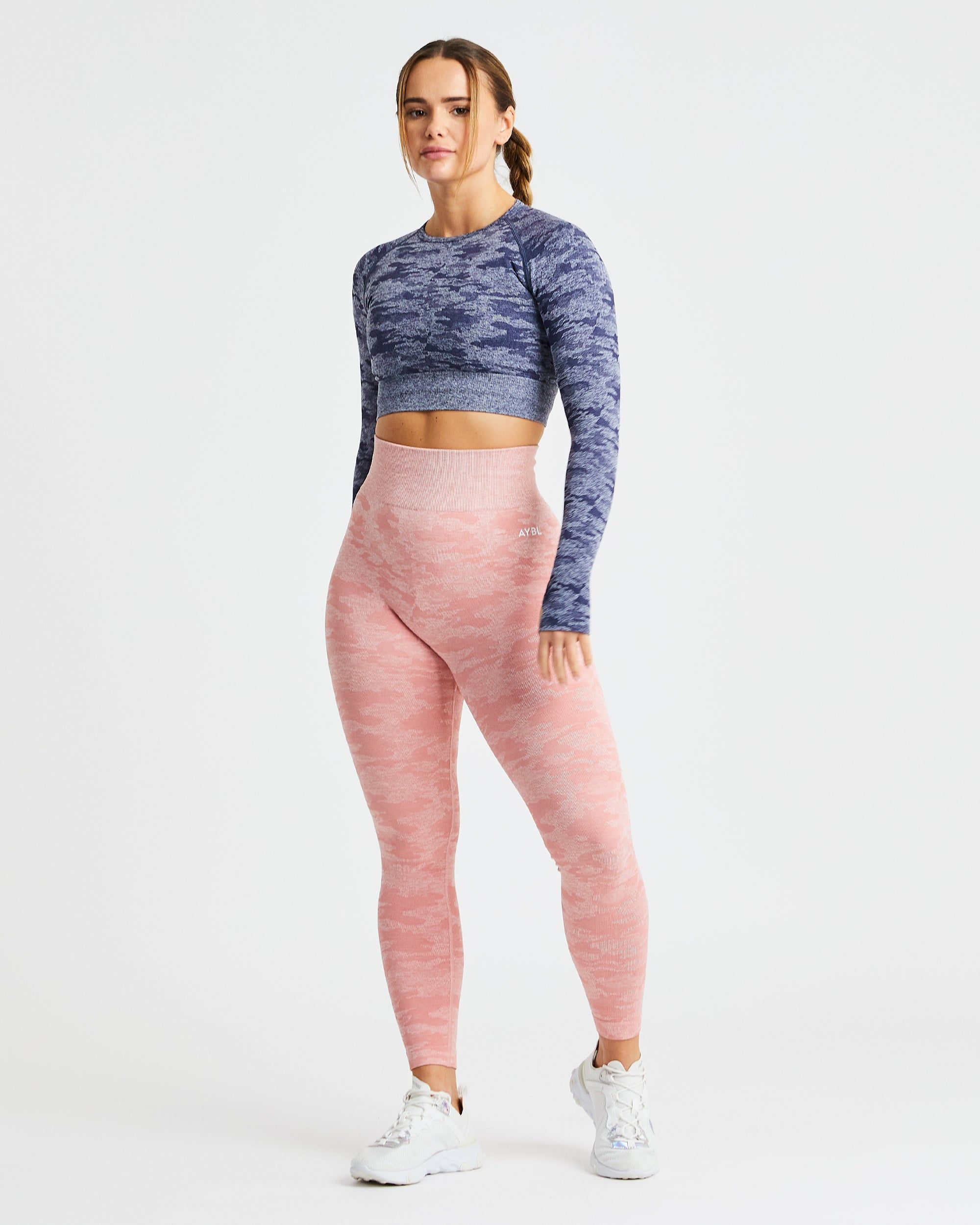 Evolve Camo Seamless Long Sleeve Crop Top - Navy sold by AYBL product image thumbnail 3
