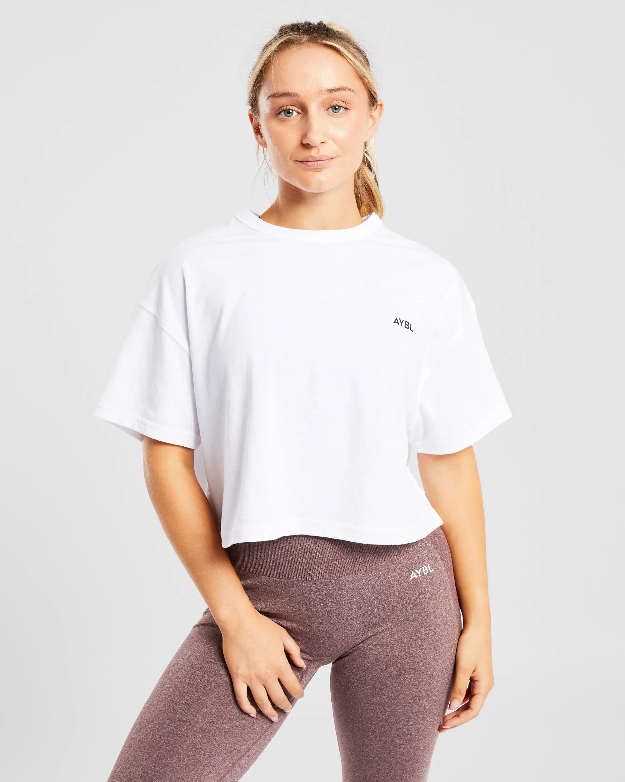 Essential Oversized Crop T Shirt - White sold by AYBL