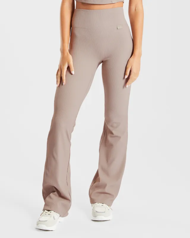 Sculpt Ribbed Flared Leggings - Taupe sold by AYBL