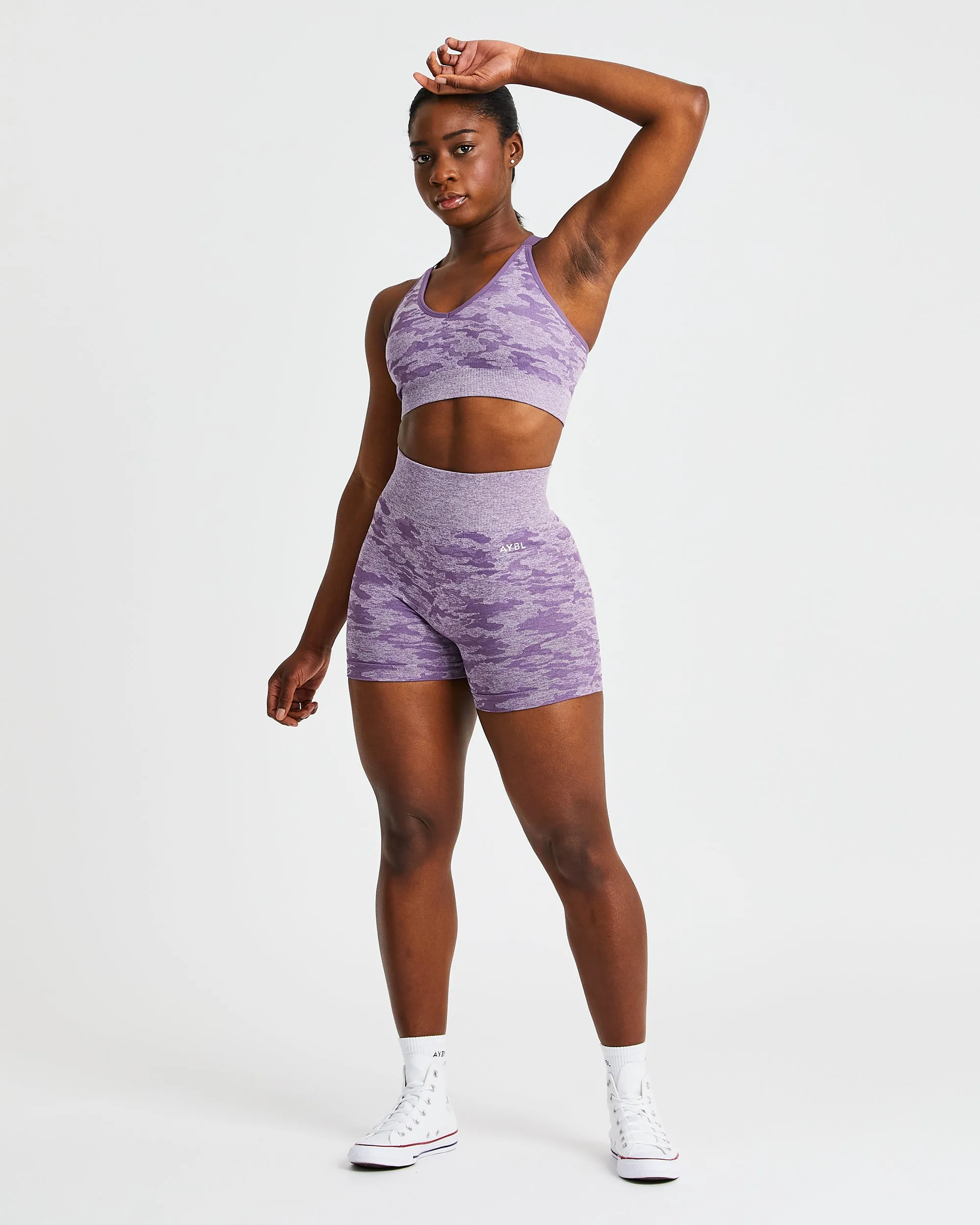 Evolve Camo Seamless Sports Bra - Plum sold by AYBL product image thumbnail 3