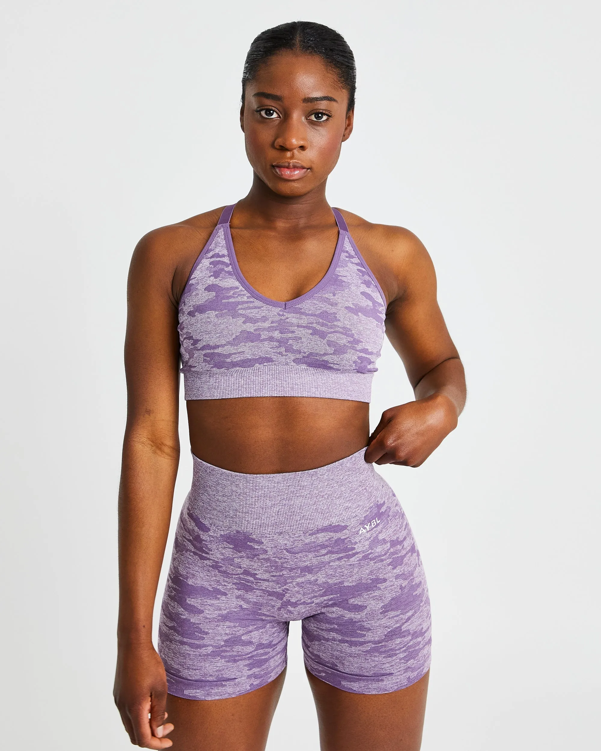 Evolve Camo Seamless Sports Bra - Plum sold by AYBL