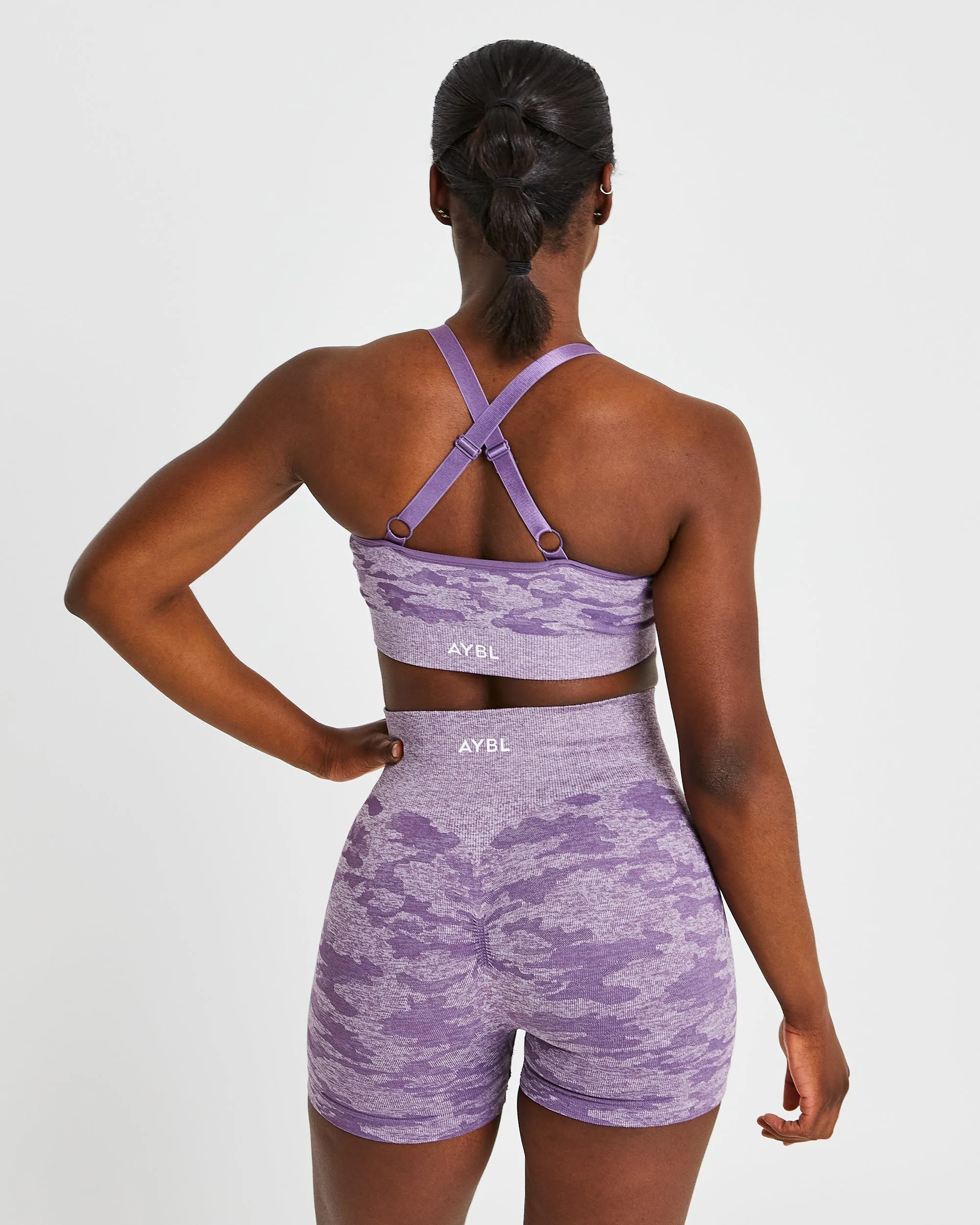 Evolve Camo Seamless Sports Bra - Plum sold by AYBL product image thumbnail 2