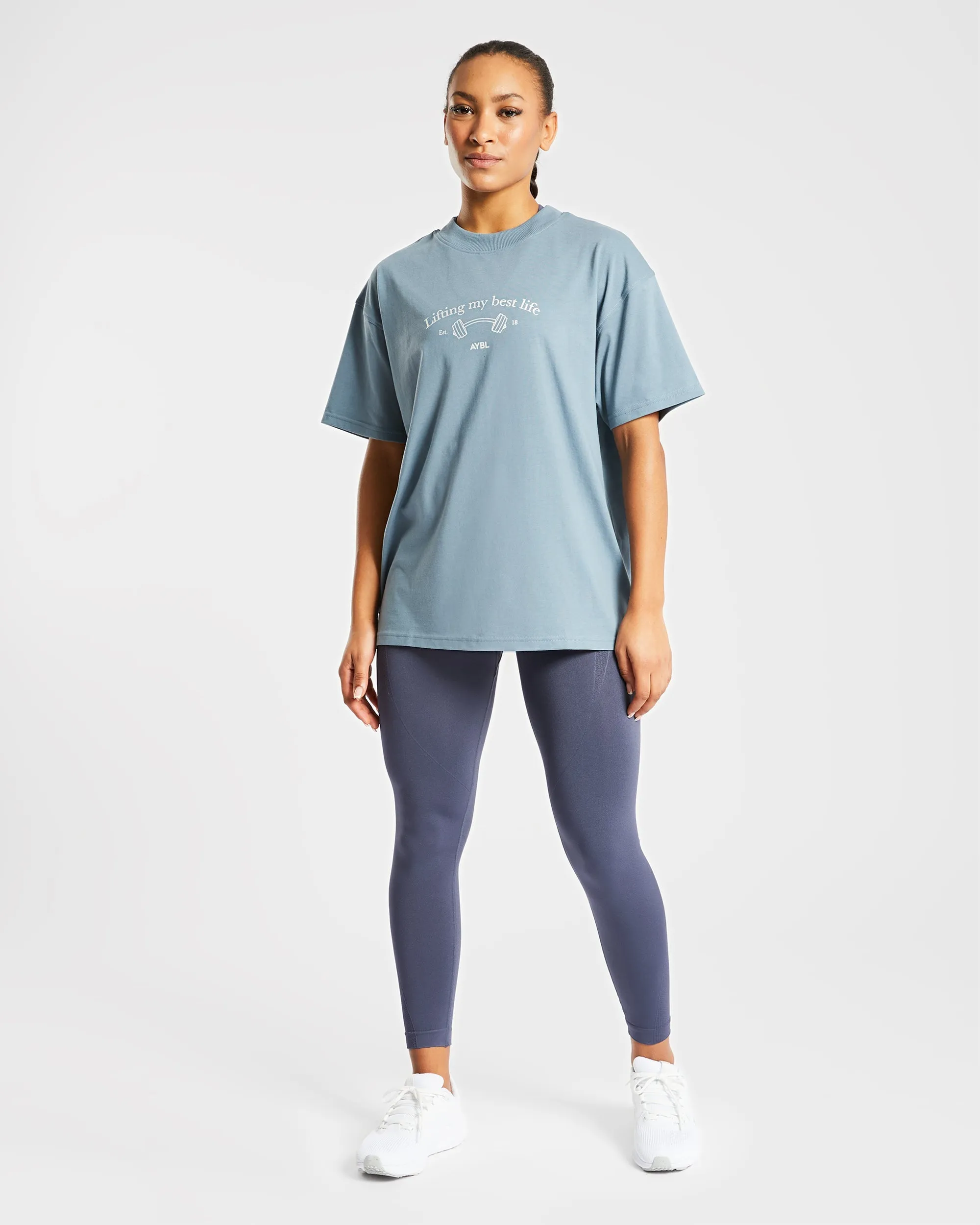 Lifting My Best Life Oversized T Shirt - Vintage Blue sold by AYBL product image thumbnail 3