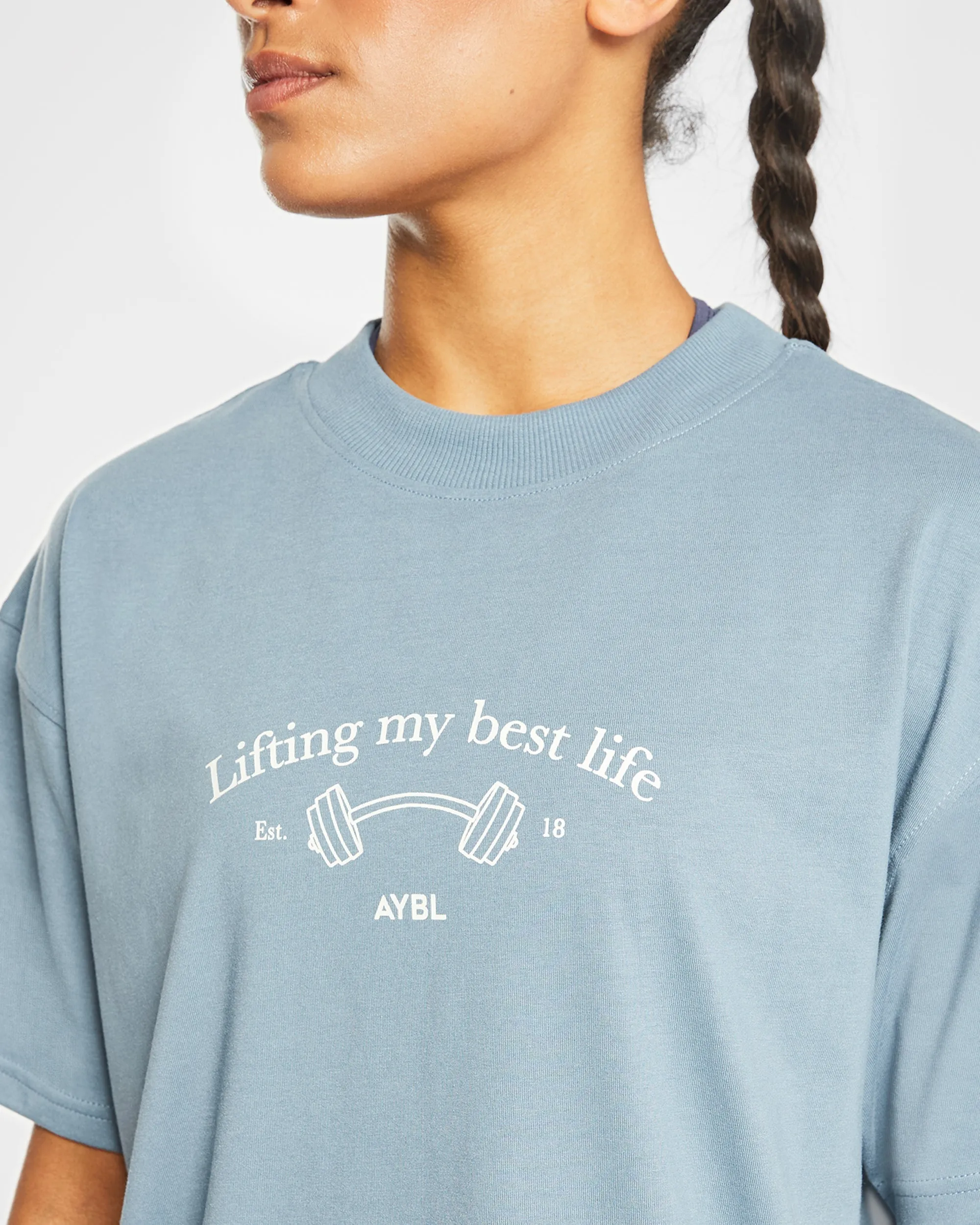 Lifting My Best Life Oversized T Shirt - Vintage Blue sold by AYBL product image thumbnail 5