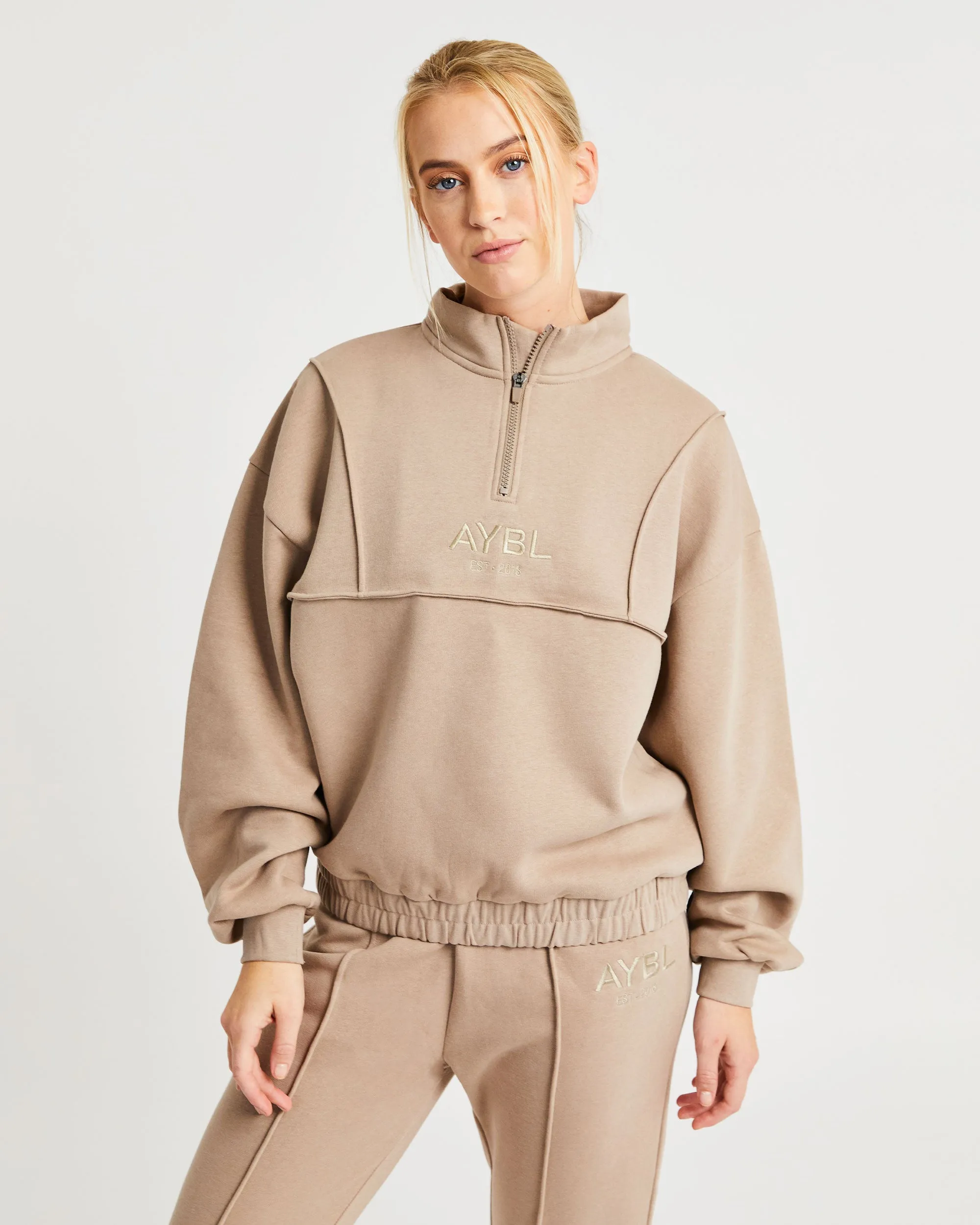 Luxe 1/2 Zip Pullover - Mocha sold by AYBL
