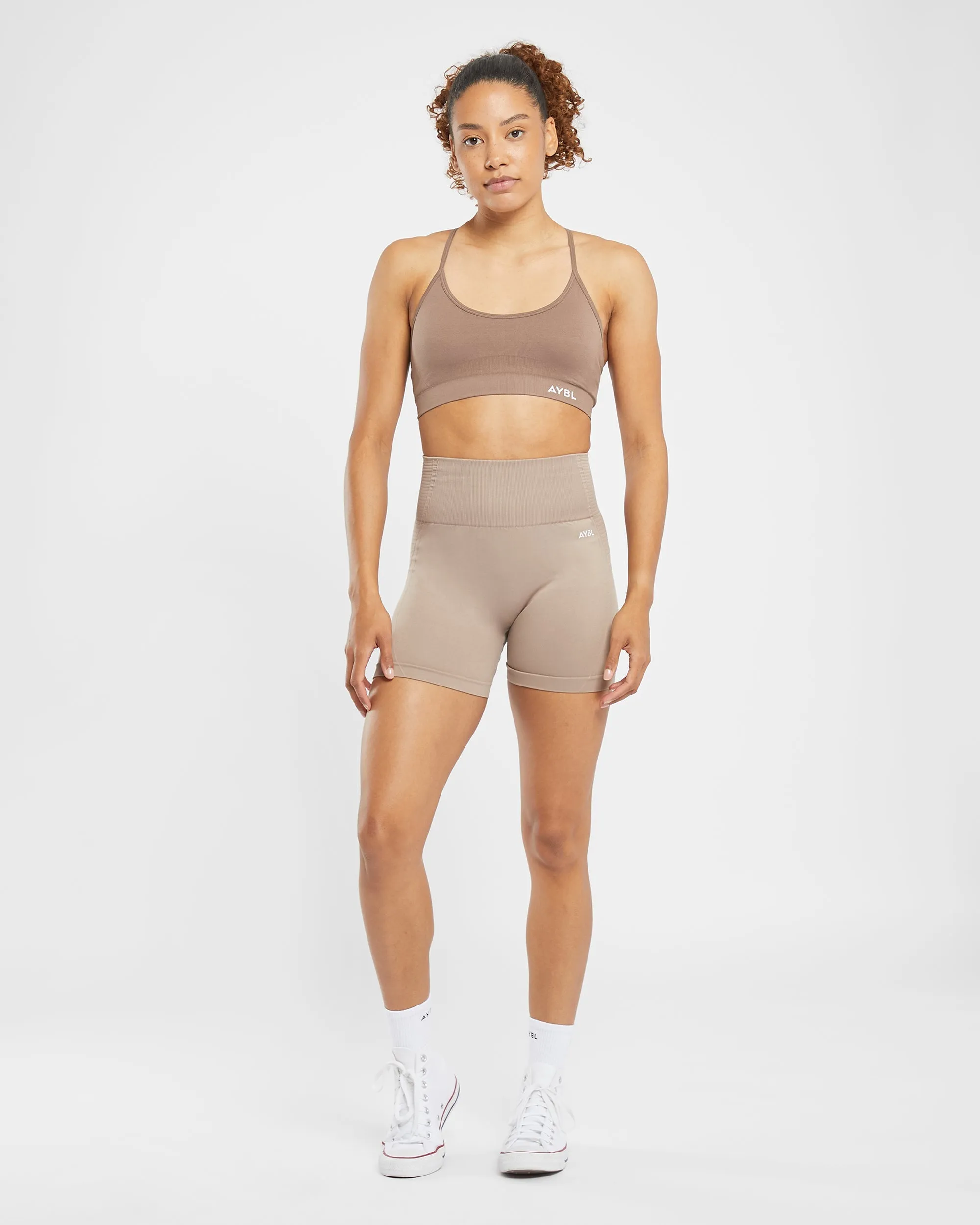 Essential Seamless V Neck Sports Bra - Brown Oak sold by AYBL product image thumbnail 3
