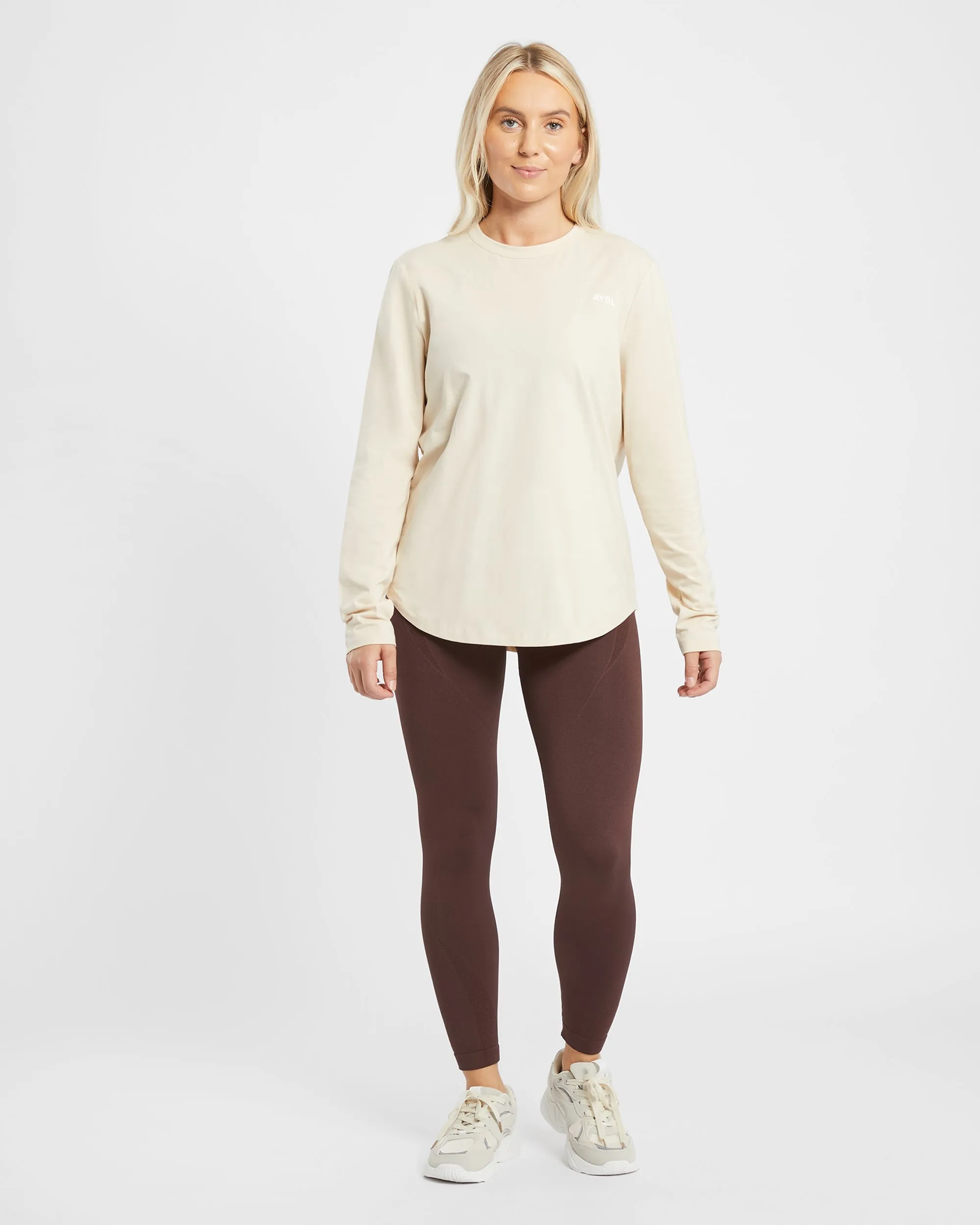 Everyday Relaxed Long Sleeve T Shirt - Cream sold by AYBL product image thumbnail 3