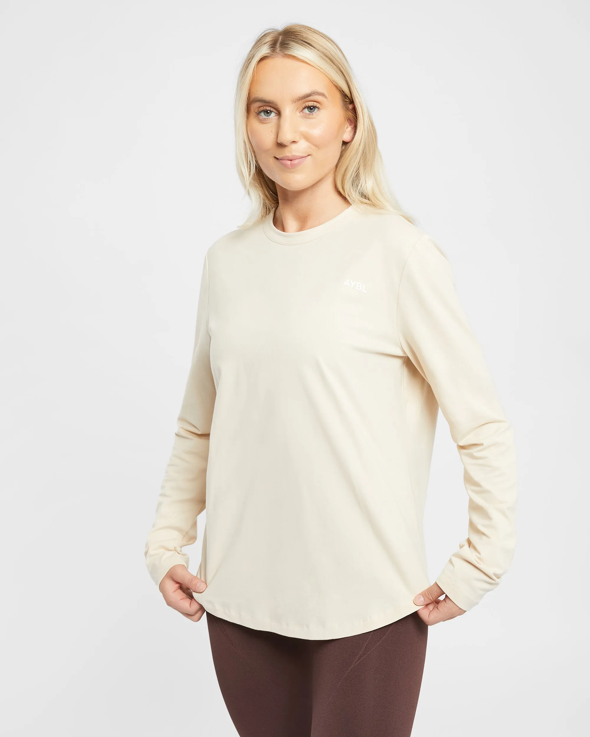 Everyday Relaxed Long Sleeve T Shirt - Cream sold by AYBL