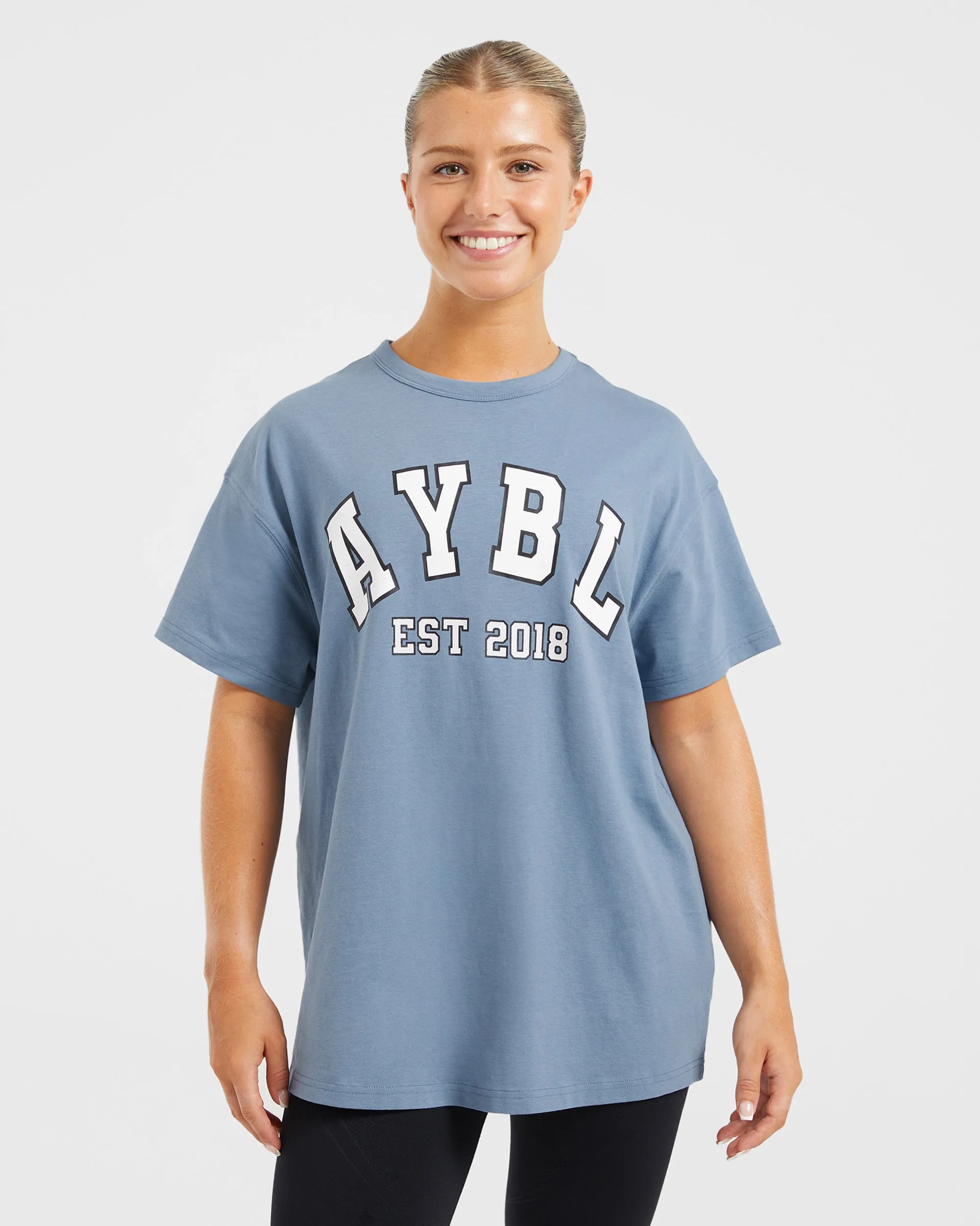 Varsity Oversized T Shirt - Blue sold by AYBL