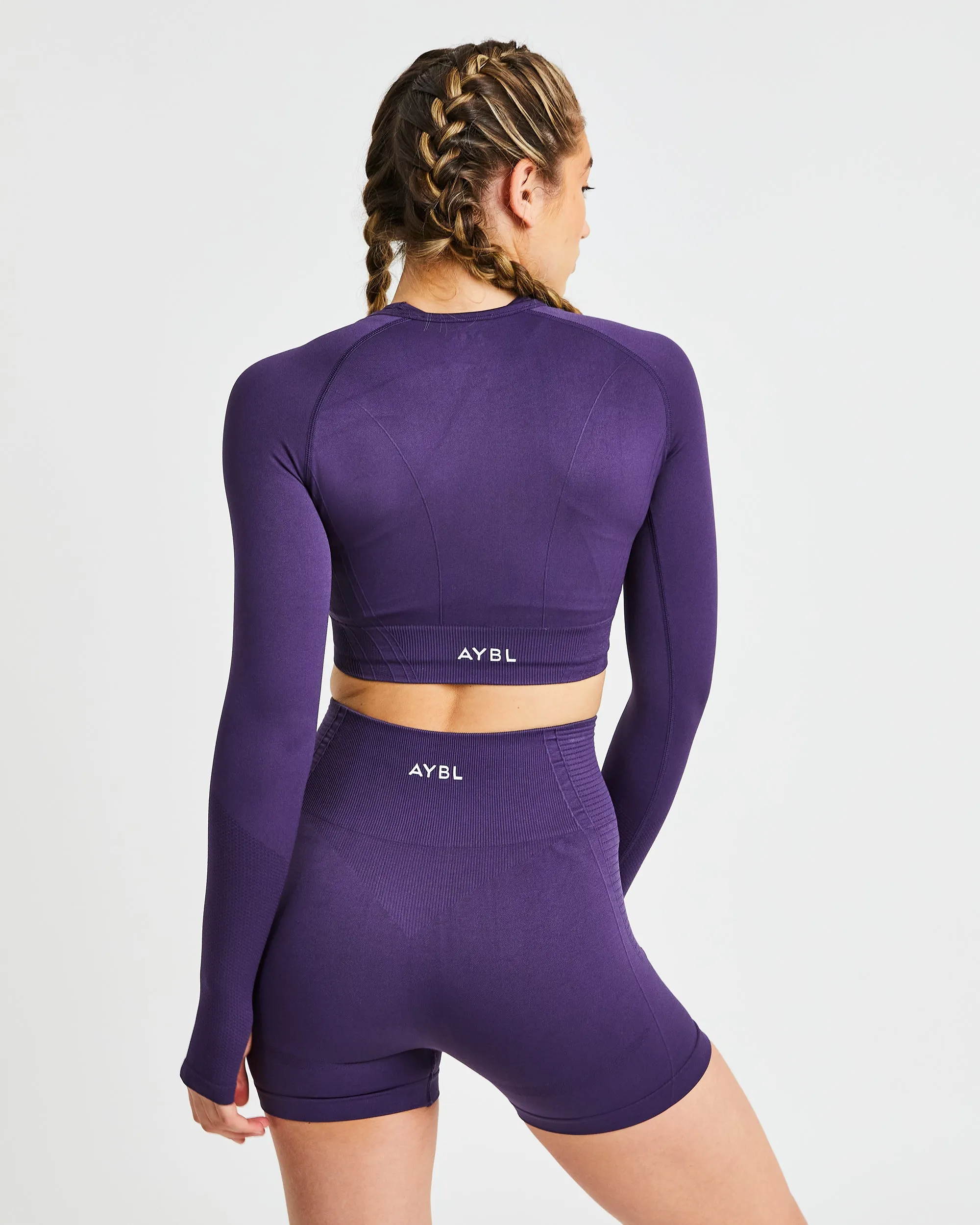 Balance V2 Seamless Long Sleeve Crop Top - Mulberry Purple sold by AYBL product image thumbnail 2
