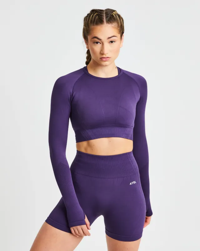 Balance V2 Seamless Long Sleeve Crop Top - Mulberry Purple sold by AYBL