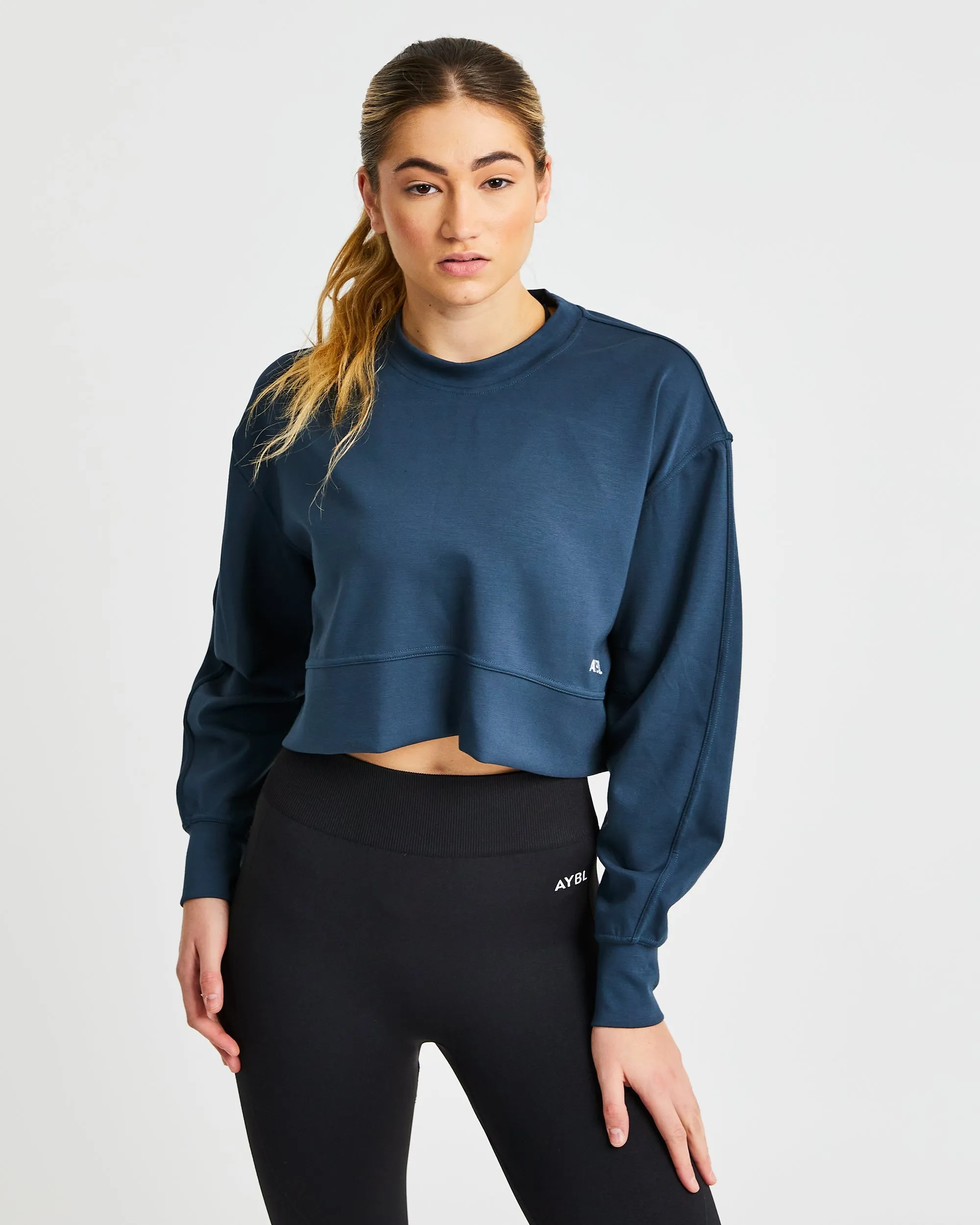 Oversized Crop Jumper - Navy sold by AYBL