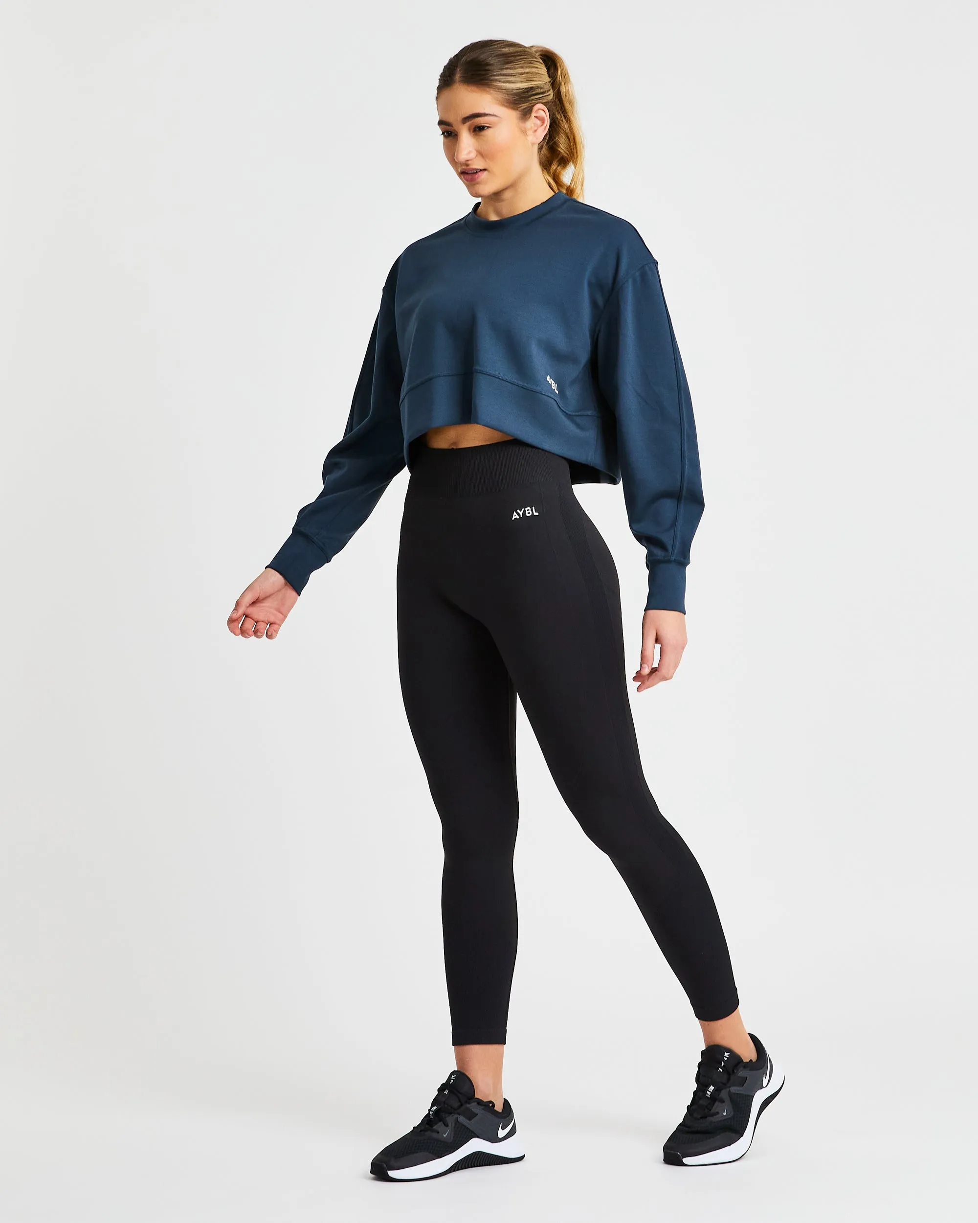 Oversized Crop Jumper - Navy sold by AYBL product image thumbnail 3