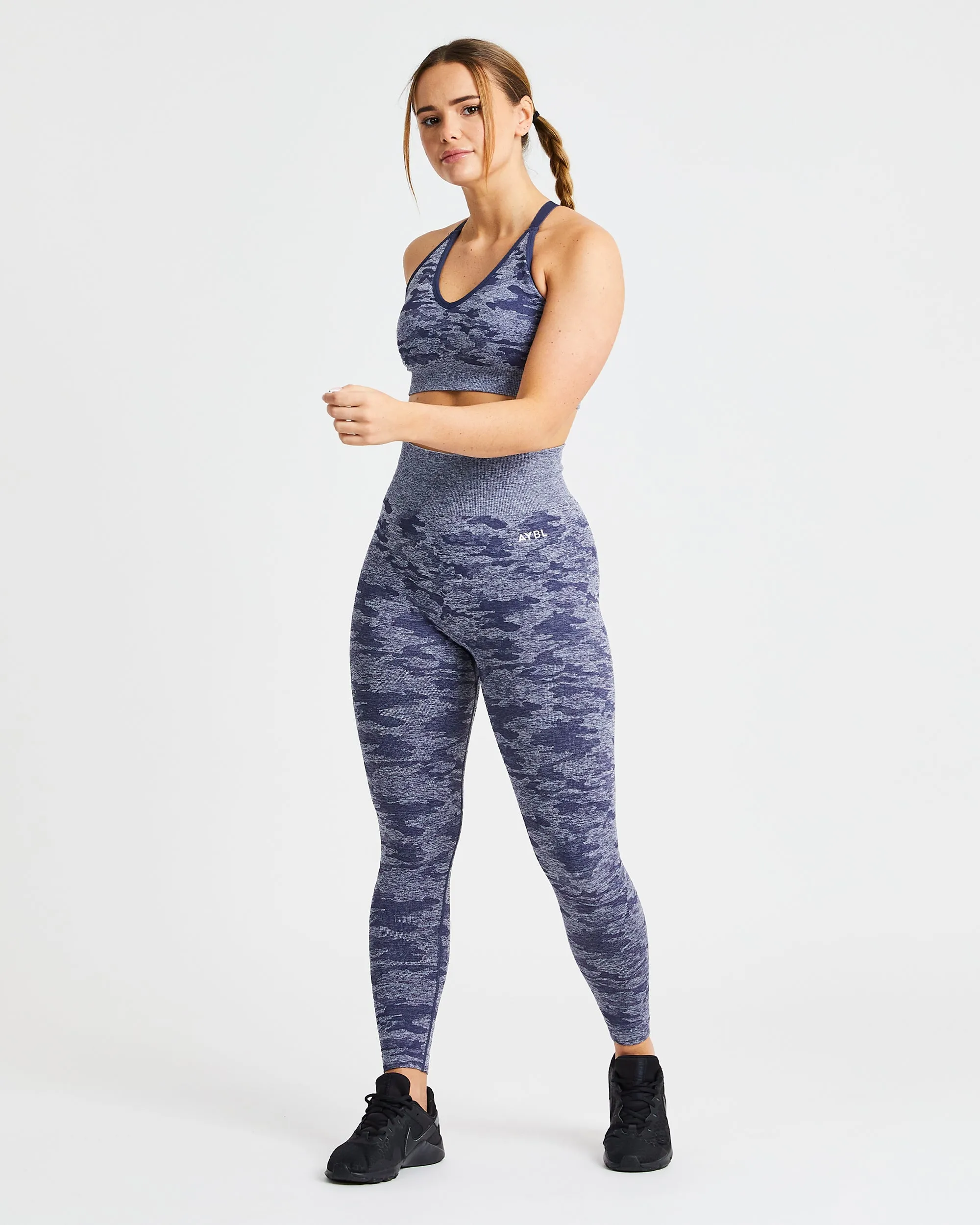 Evolve Camo Seamless Leggings - Navy sold by AYBL product image thumbnail 3