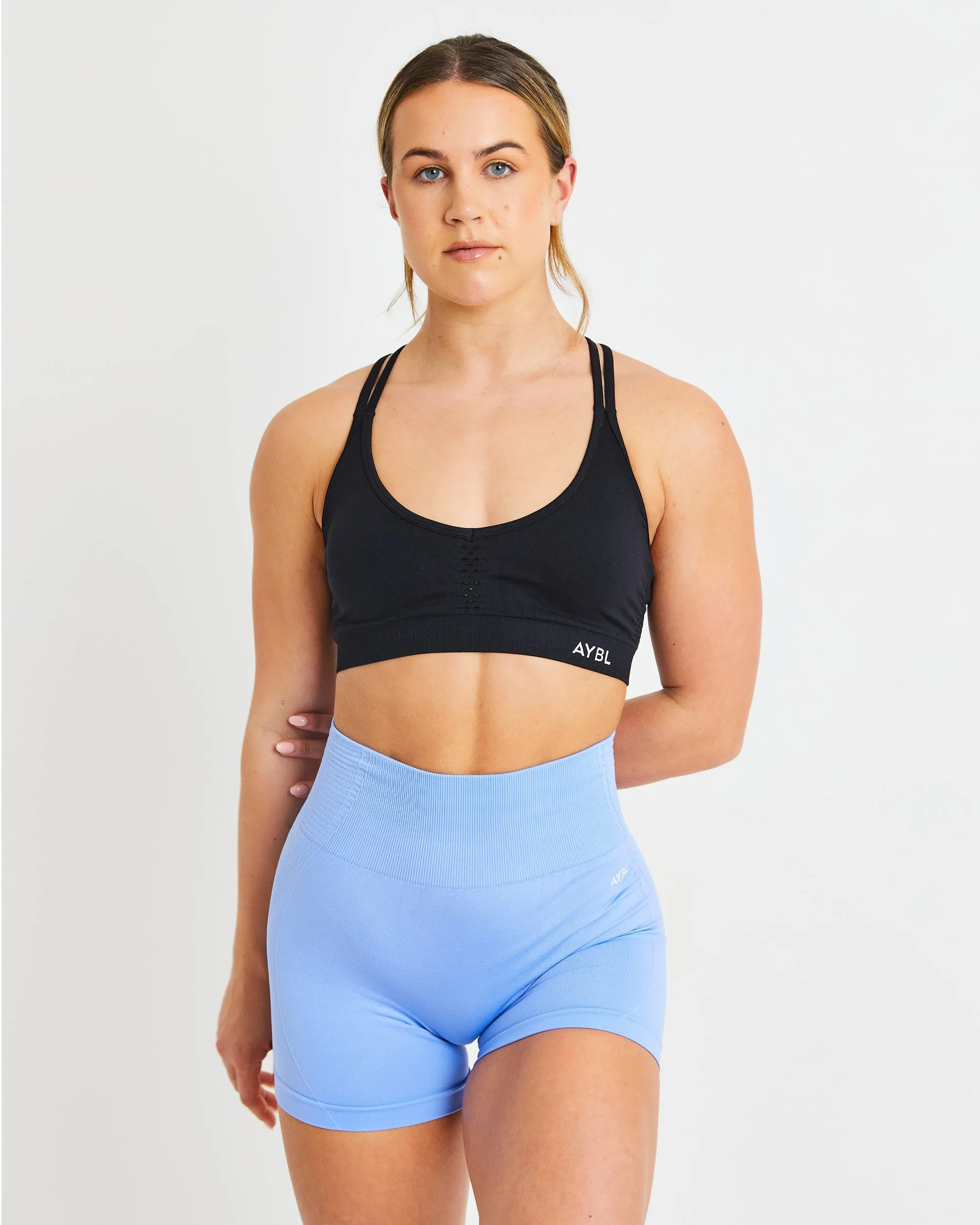 Essential Seamless Strappy Sports Bra - Black sold by AYBL