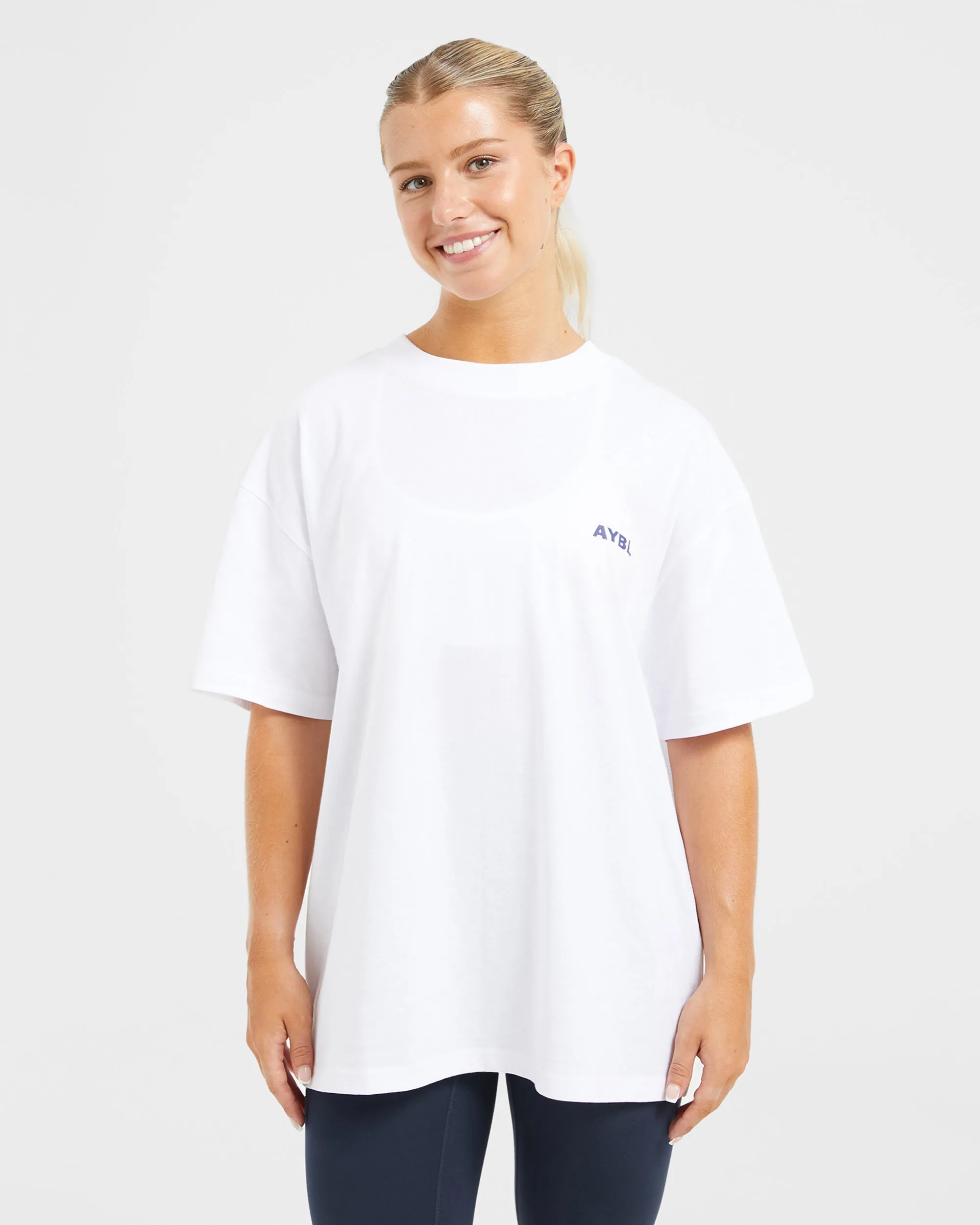 AYBL Lift Italic Oversized T Shirt - White/Navy sold by AYBL product image thumbnail 2