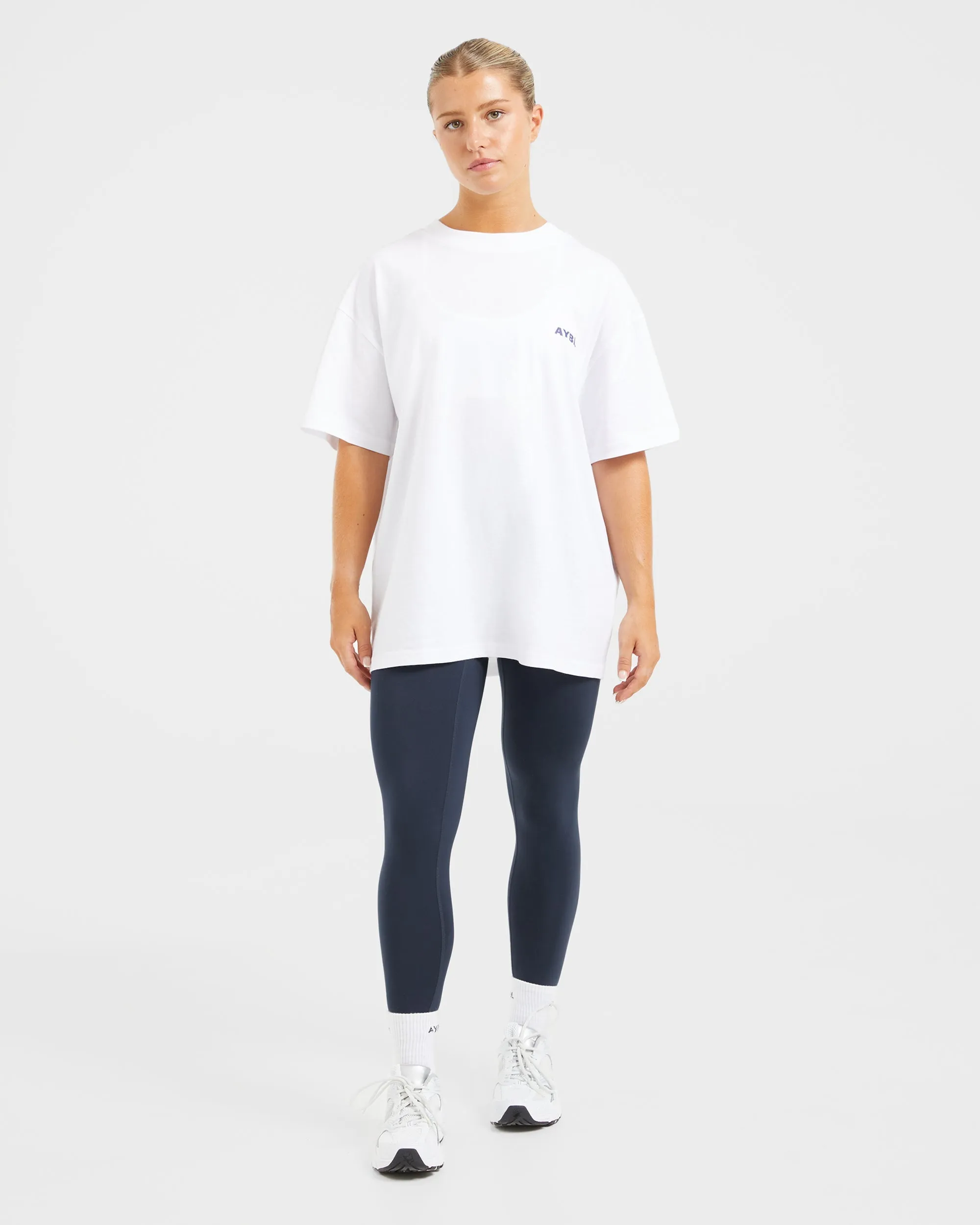 AYBL Lift Italic Oversized T Shirt - White/Navy sold by AYBL product image thumbnail 3