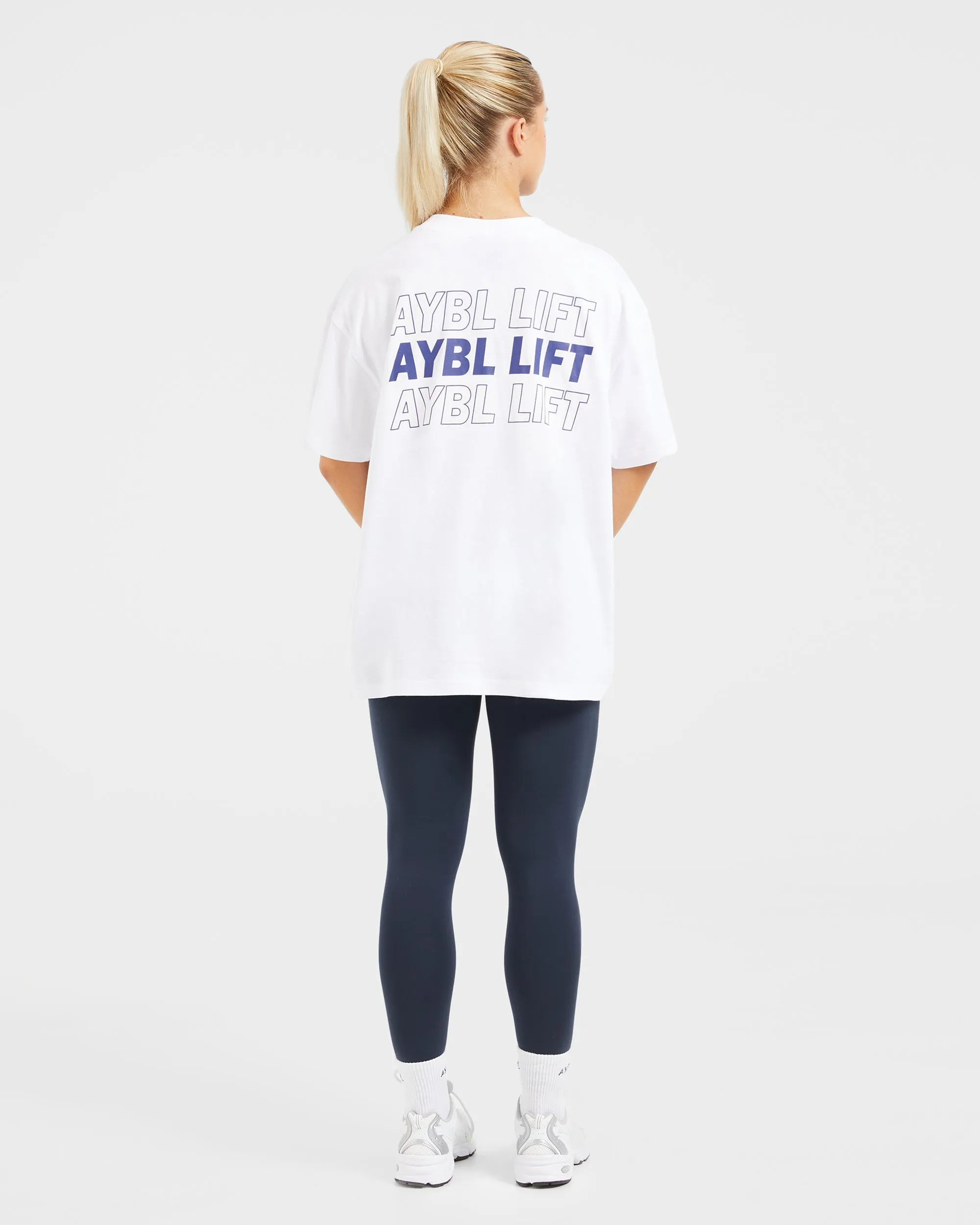 AYBL Lift Italic Oversized T Shirt - White/Navy sold by AYBL product image thumbnail 4
