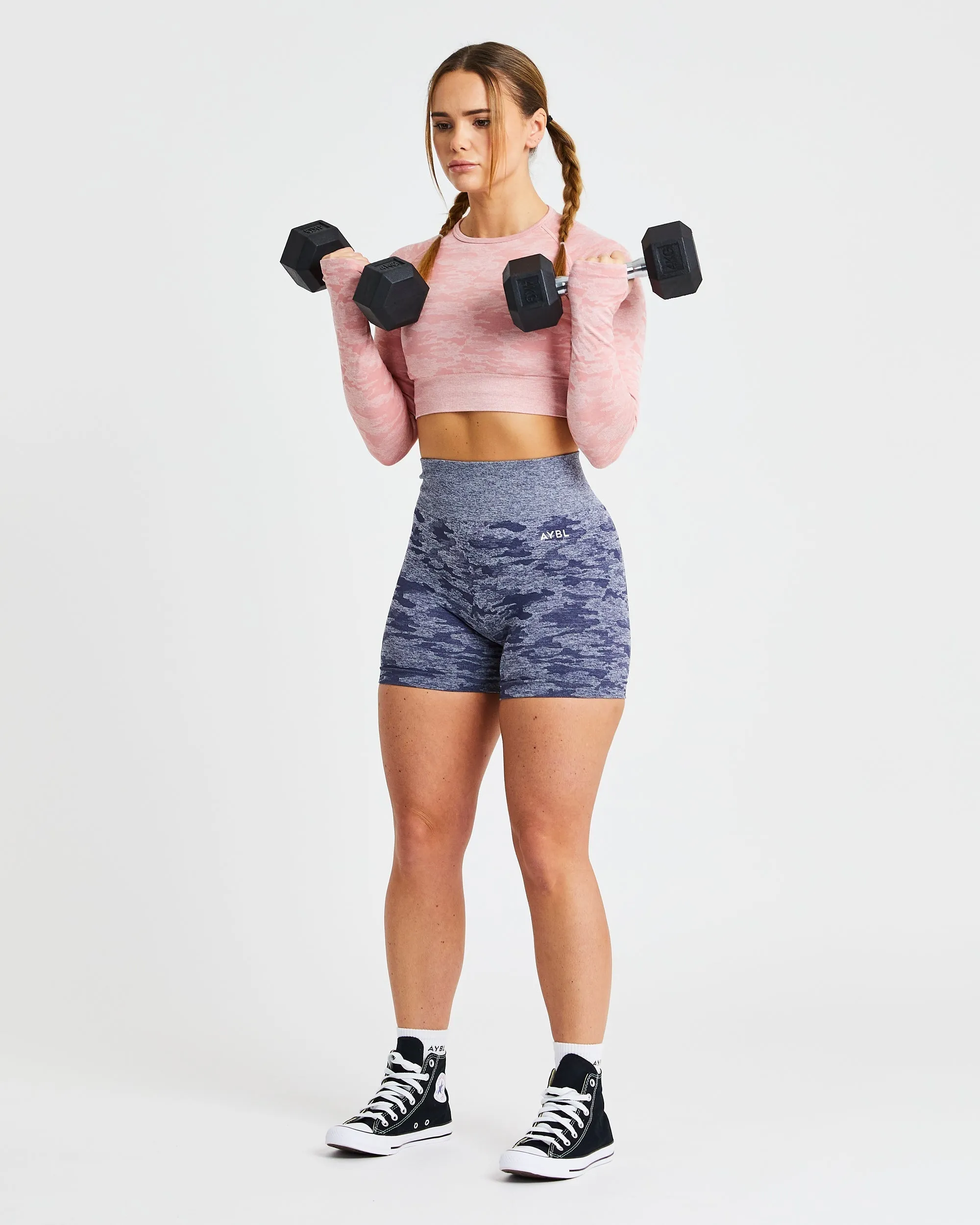 Evolve Camo Seamless Long Sleeve Crop Top - Pink sold by AYBL product image thumbnail 5