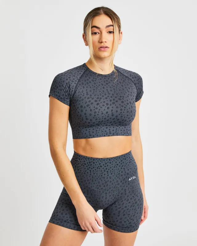 Evolve Speckle Seamless Crop Top - Charcoal sold by AYBL