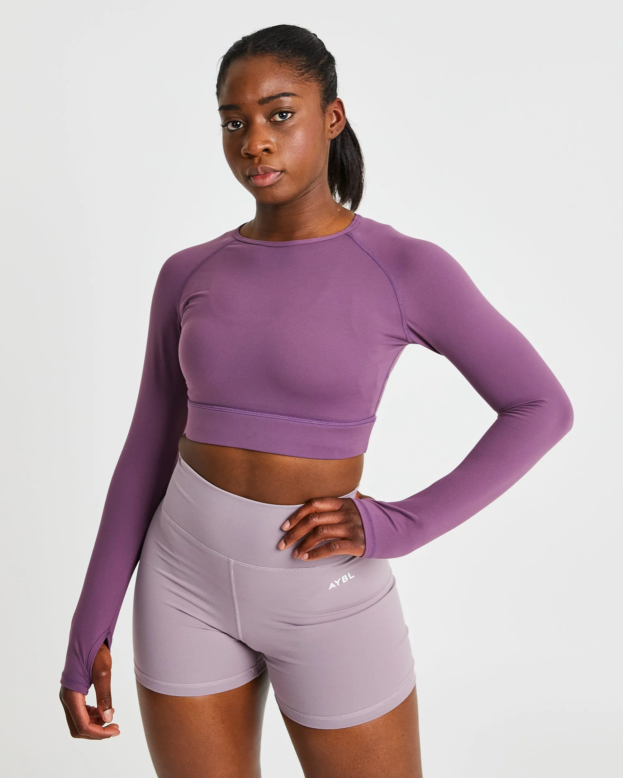 Core Long Sleeve Crop Top - Purple sold by AYBL