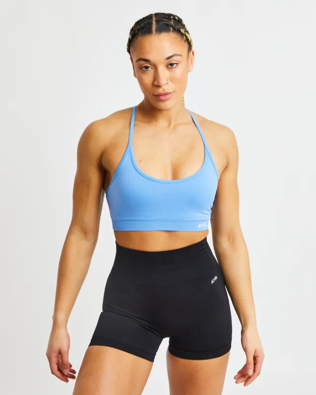 Essential Seamless V Neck Sports Bra - Spring Blue sold by AYBL
