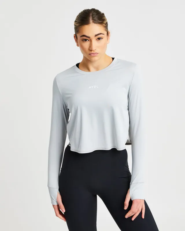 Define Long Sleeve Crop T - Grey sold by AYBL