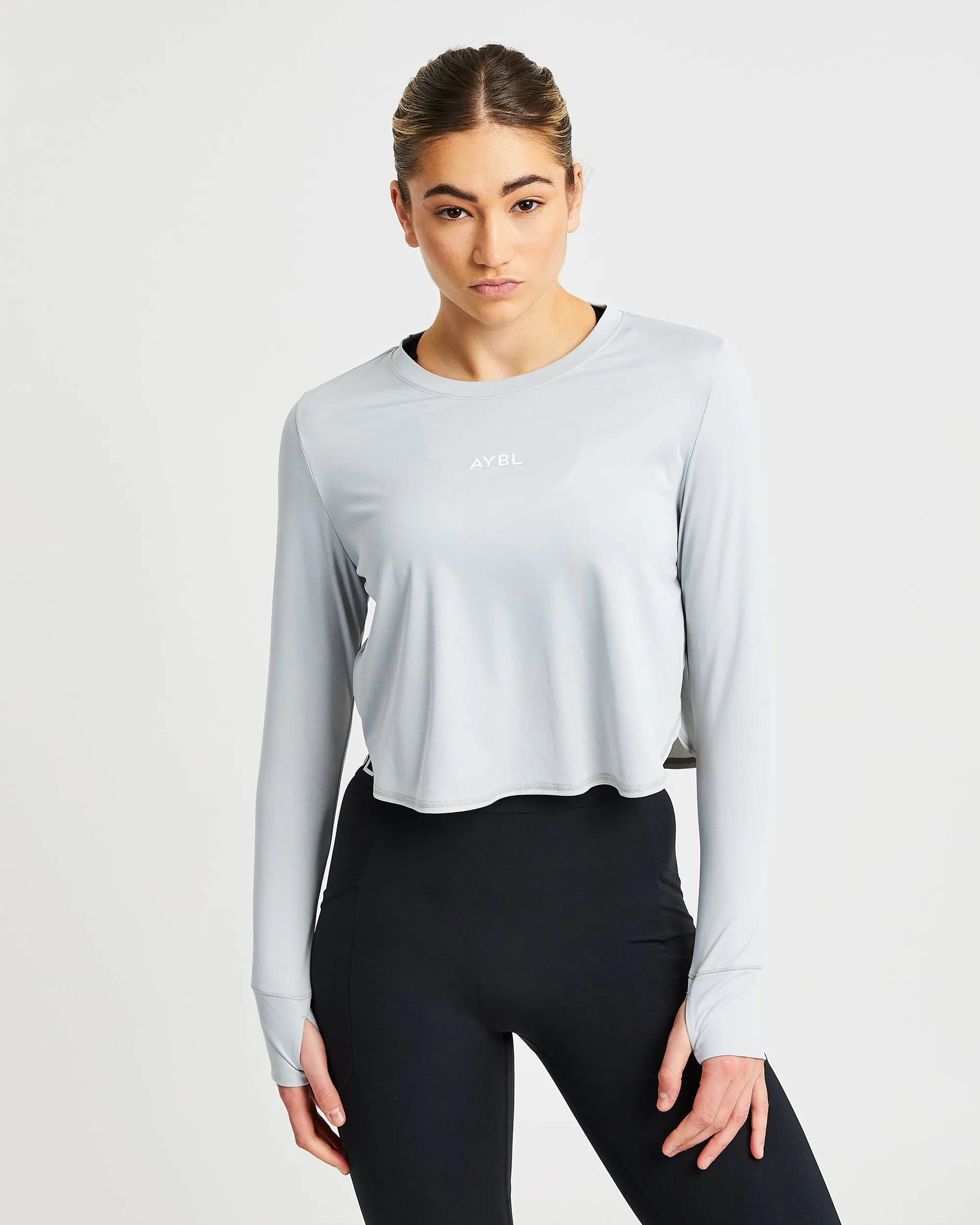 Define Long Sleeve Crop T - Grey sold by AYBL