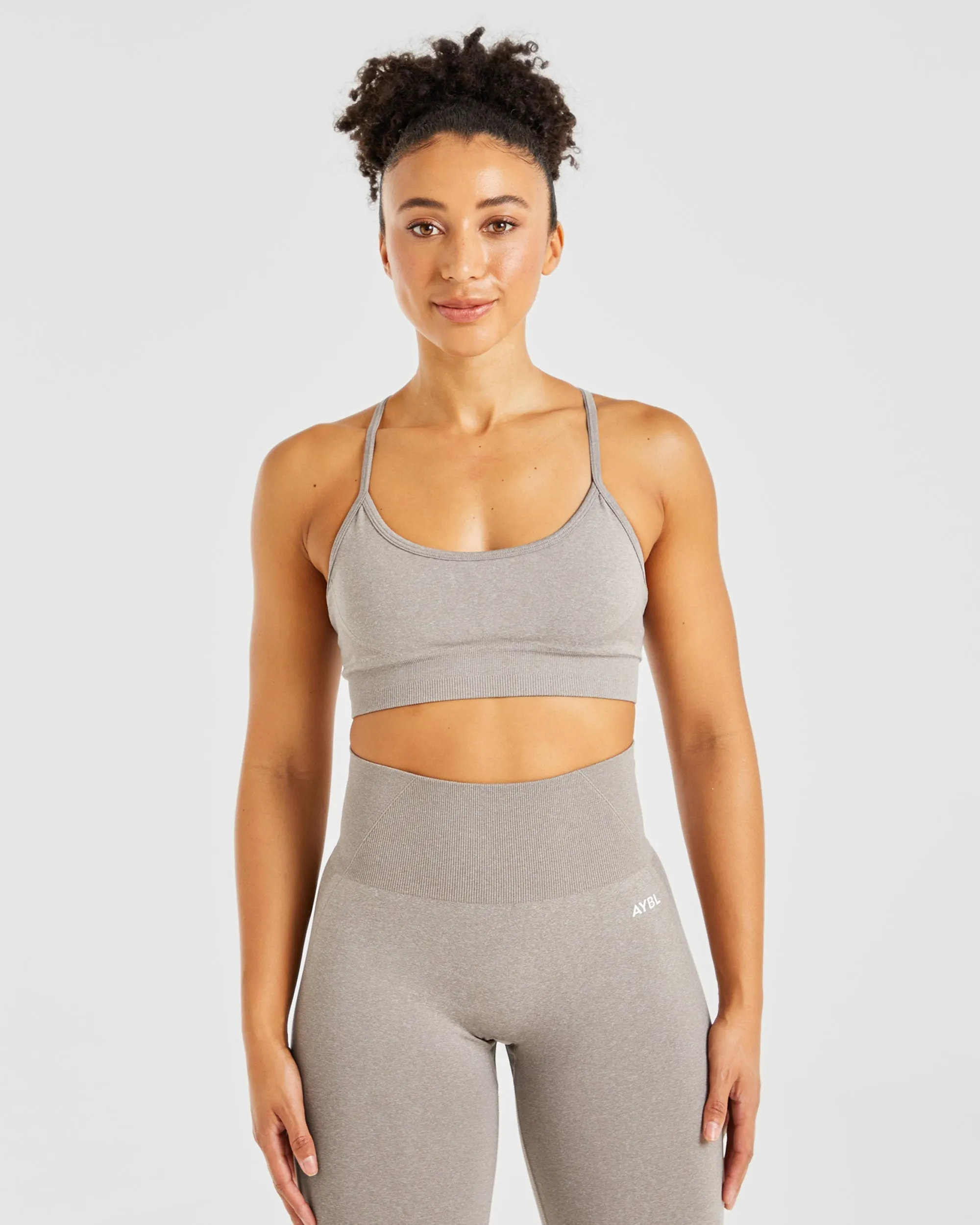 Empower Seamless Sports Bra - Taupe Marl sold by AYBL
