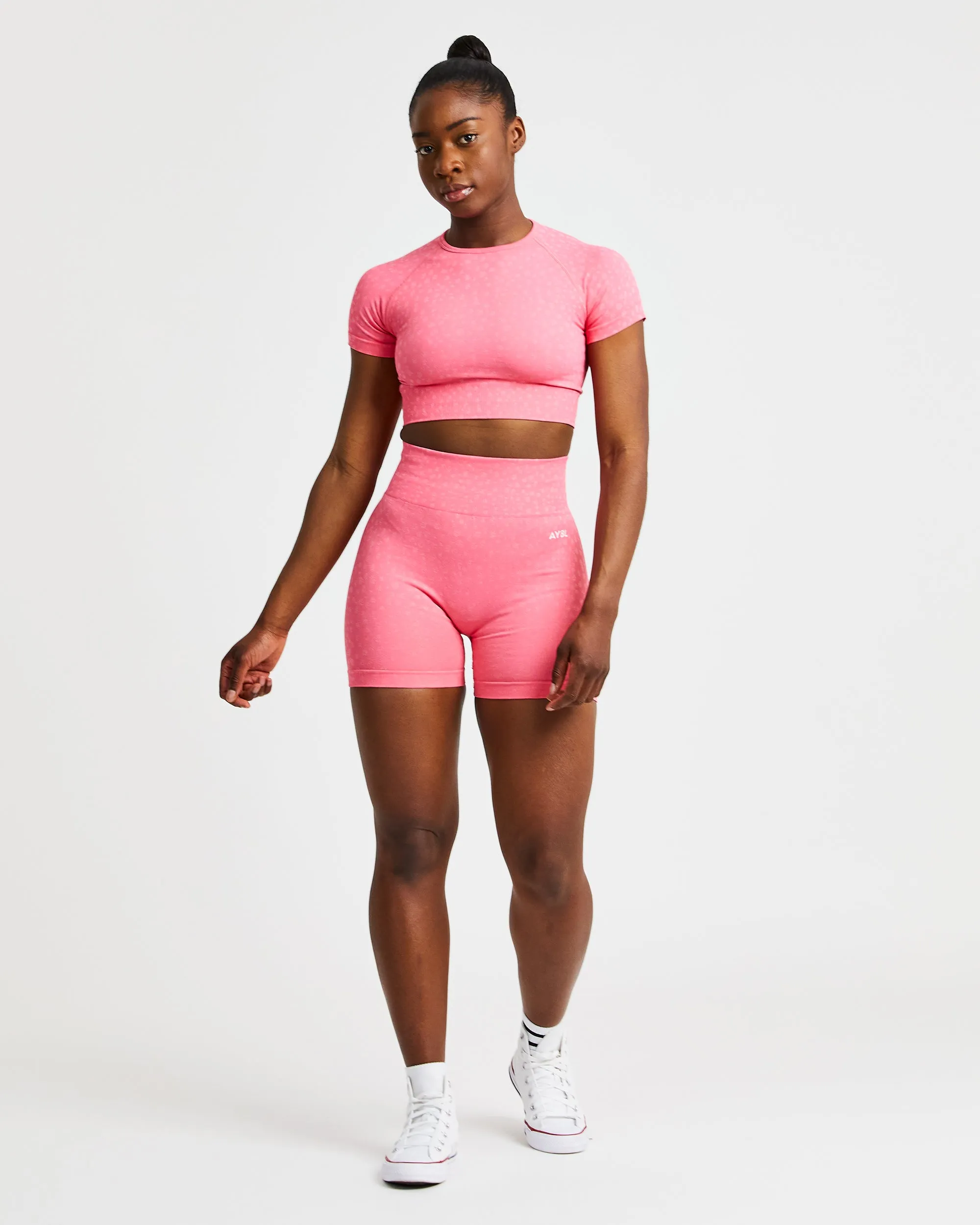 Evolve Speckle Seamless Crop Top - Coral Pink sold by AYBL product image thumbnail 3