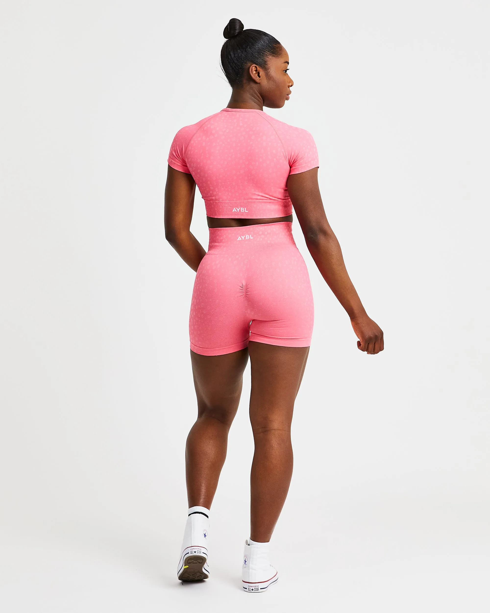 Evolve Speckle Seamless Crop Top - Coral Pink sold by AYBL product image thumbnail 4