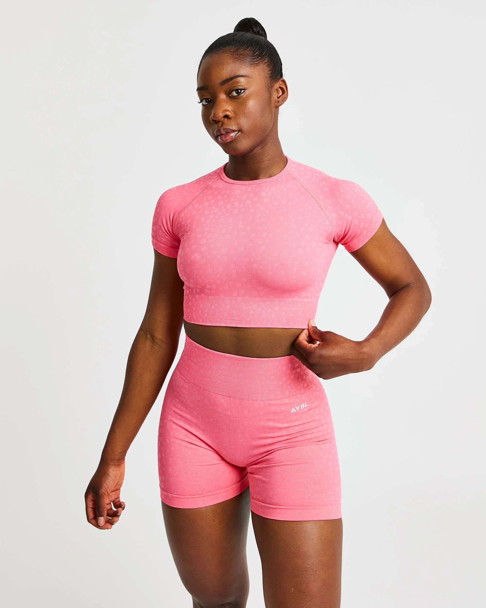 Evolve Speckle Seamless Crop Top - Coral Pink sold by AYBL