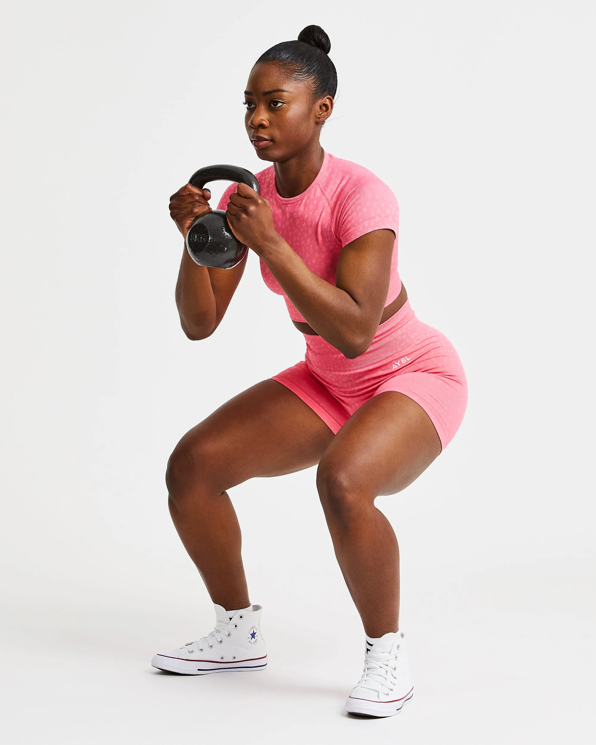 Evolve Speckle Seamless Crop Top - Coral Pink sold by AYBL product image thumbnail 5