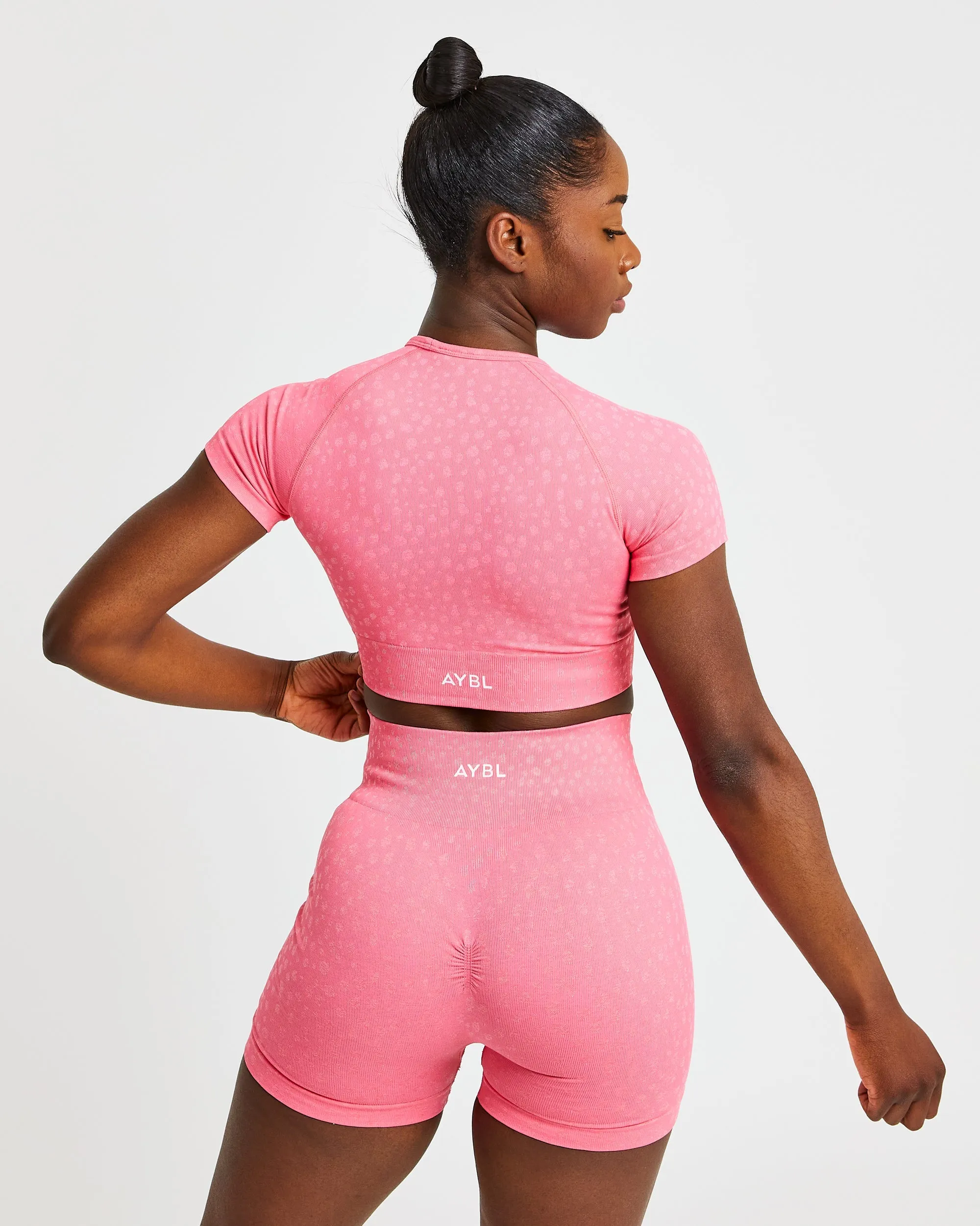 Evolve Speckle Seamless Crop Top - Coral Pink sold by AYBL product image thumbnail 2