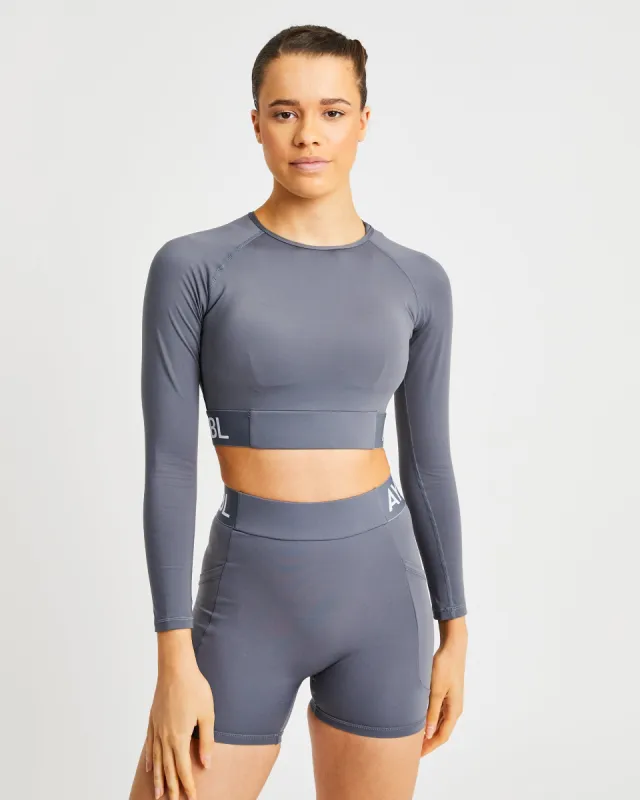 Training Long Sleeve Crop Top - Grey sold by AYBL