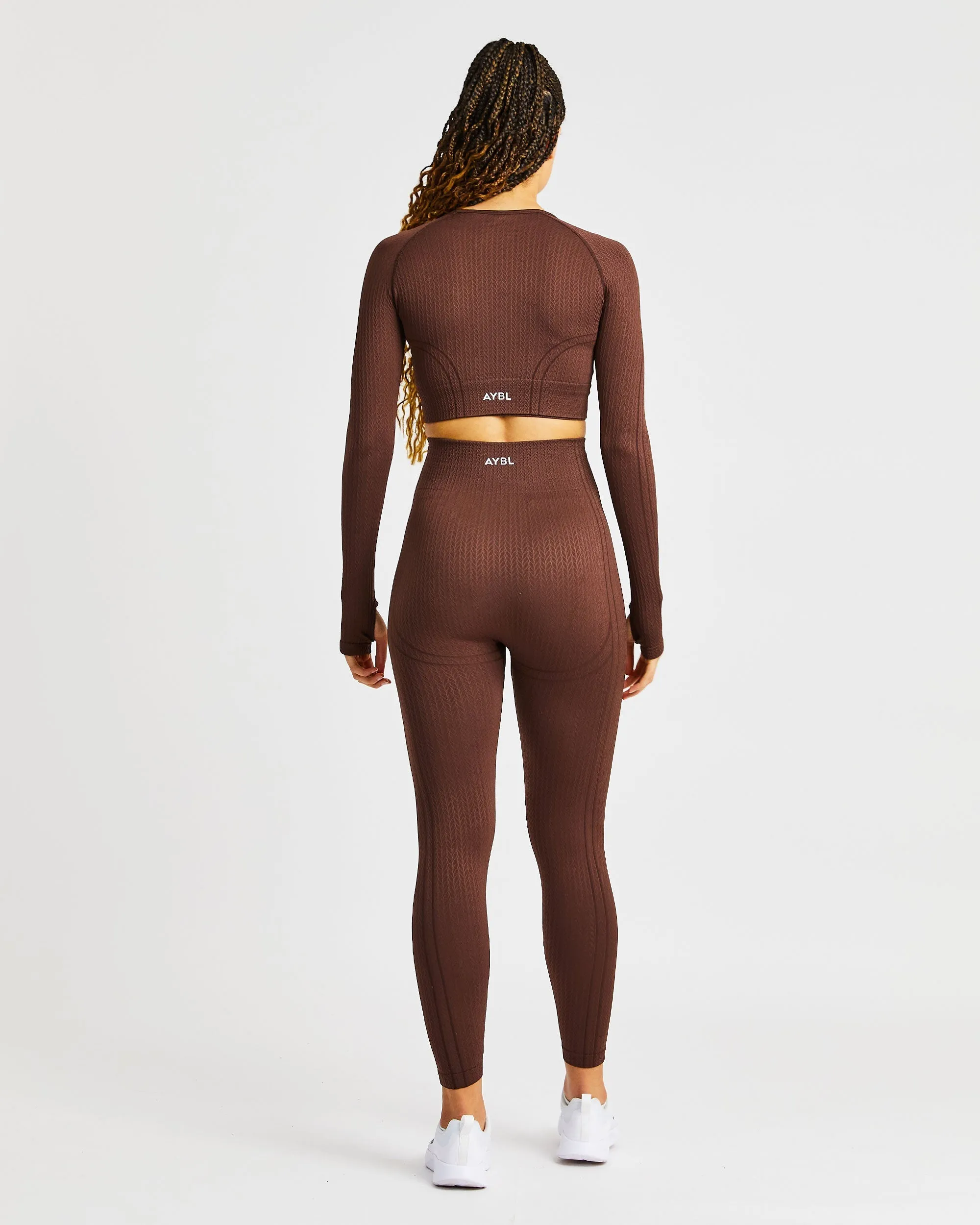 Luxe Seamless Long Sleeve Crop Top - Brown sold by AYBL product image thumbnail 4
