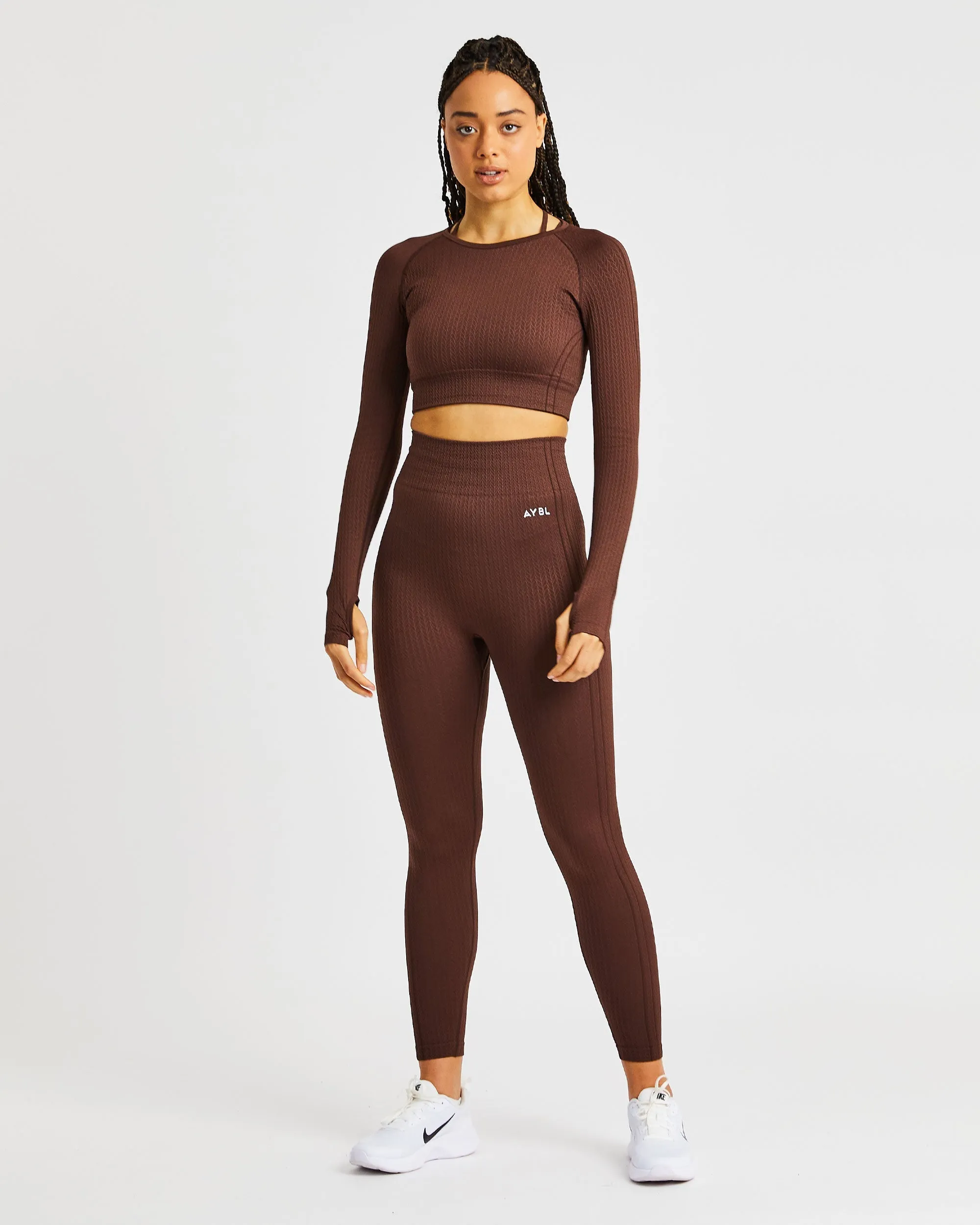 Luxe Seamless Long Sleeve Crop Top - Brown sold by AYBL product image thumbnail 3