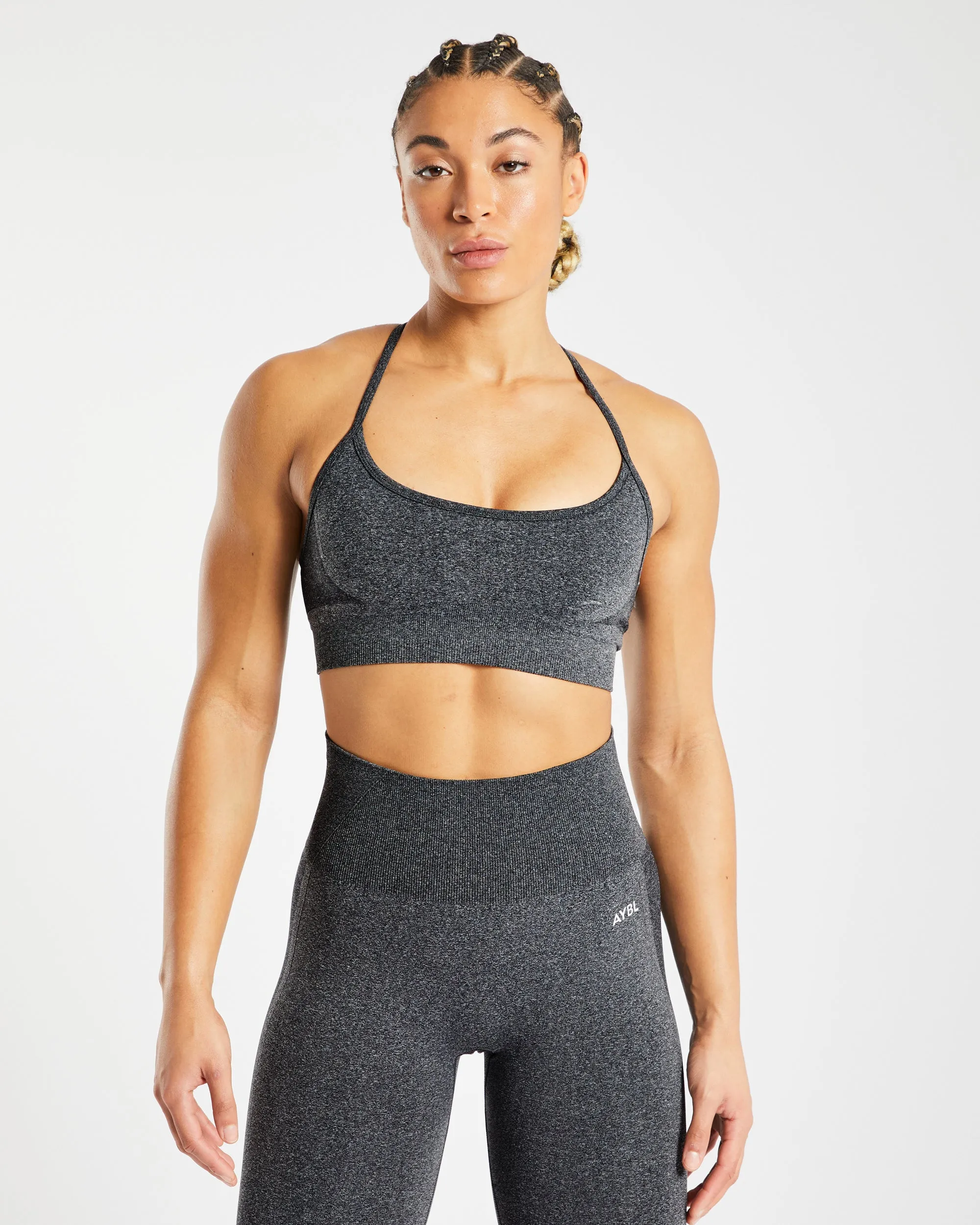 Empower Seamless Sports Bra - Black Marl sold by AYBL