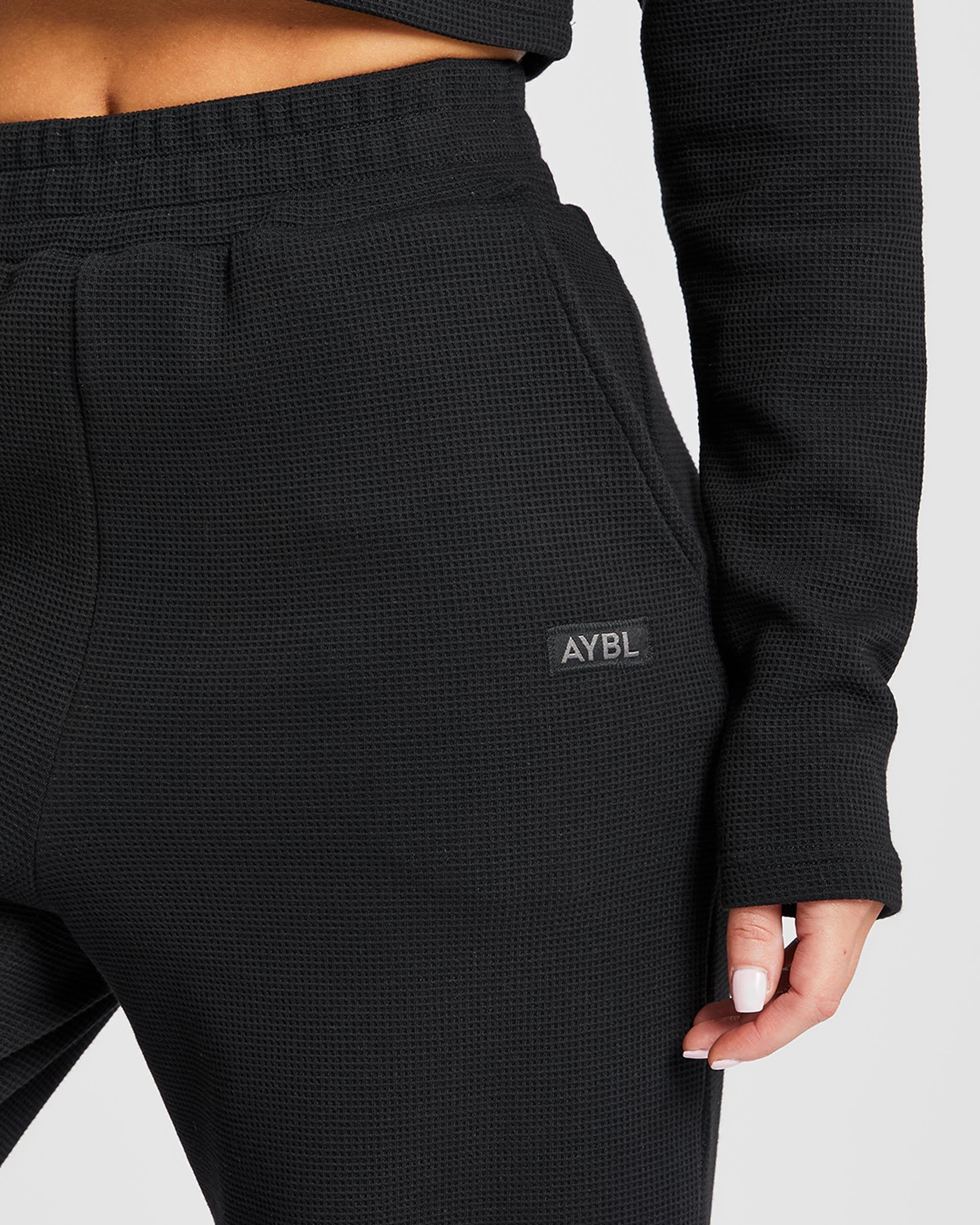 Waffle Straight Leg Joggers - Black sold by AYBL product image thumbnail 5