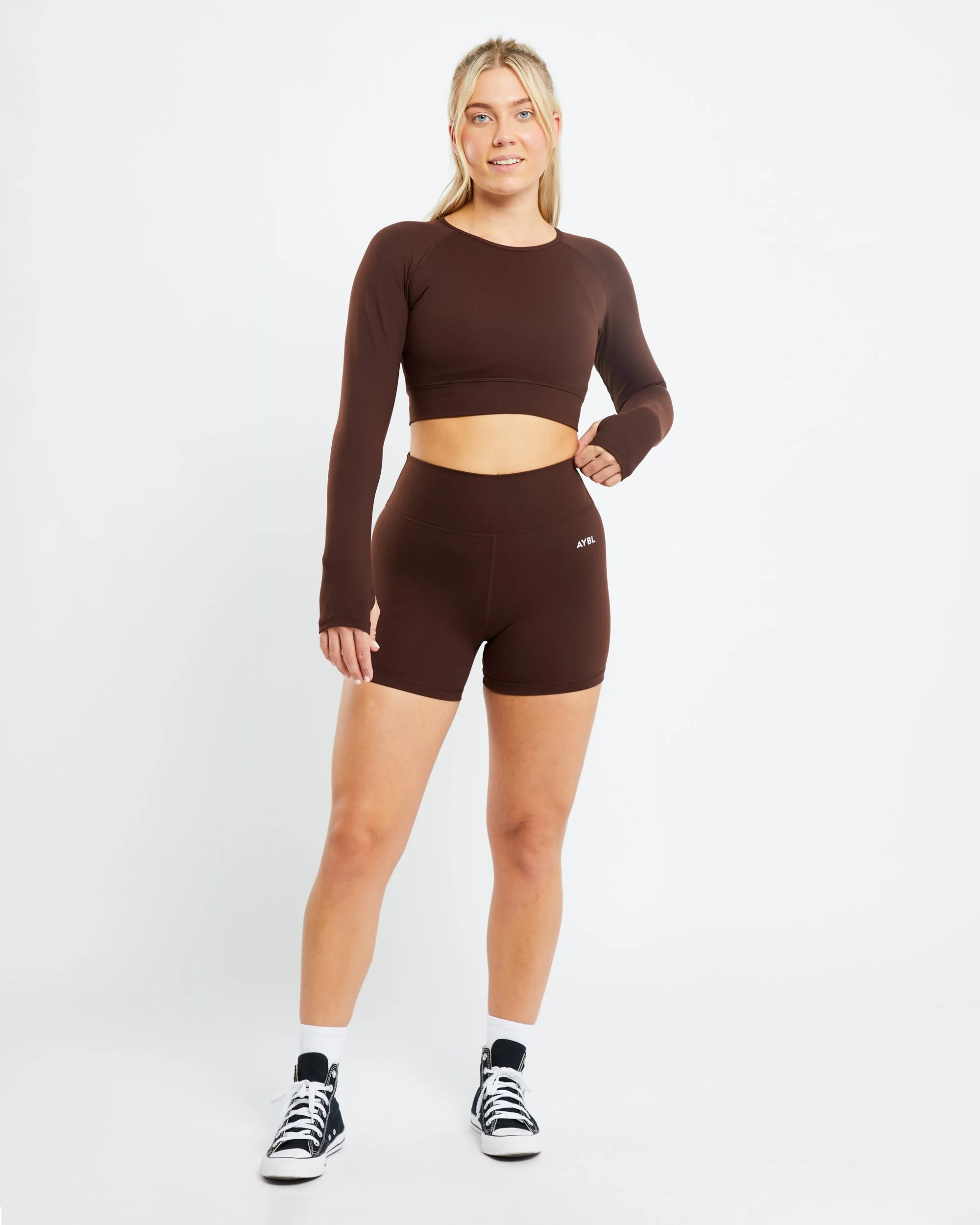 Core Long Sleeve Crop Top - Chocolate Brown sold by AYBL product image thumbnail 3