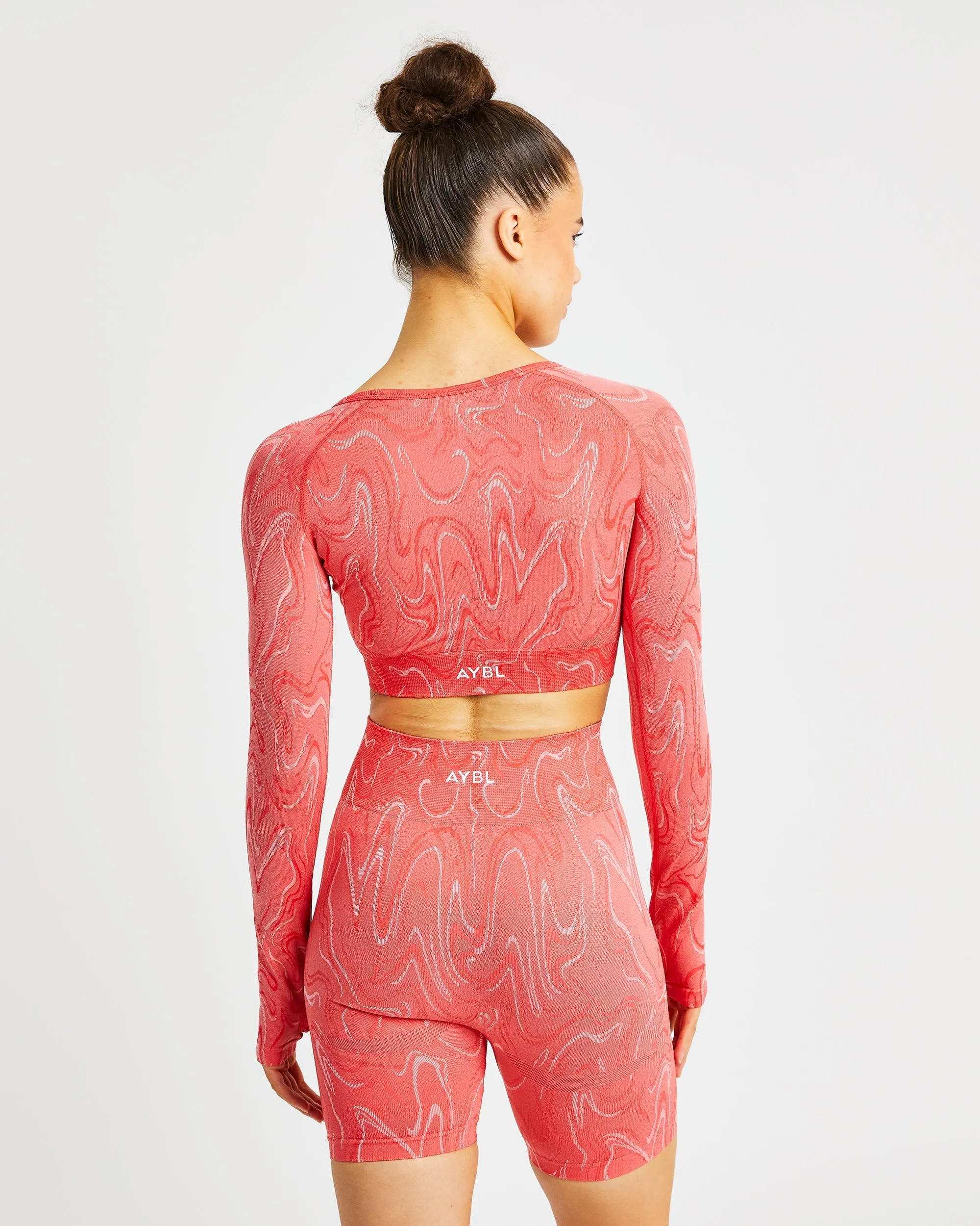 Velocity Seamless Long Sleeve Crop Top - Coral sold by AYBL product image thumbnail 2