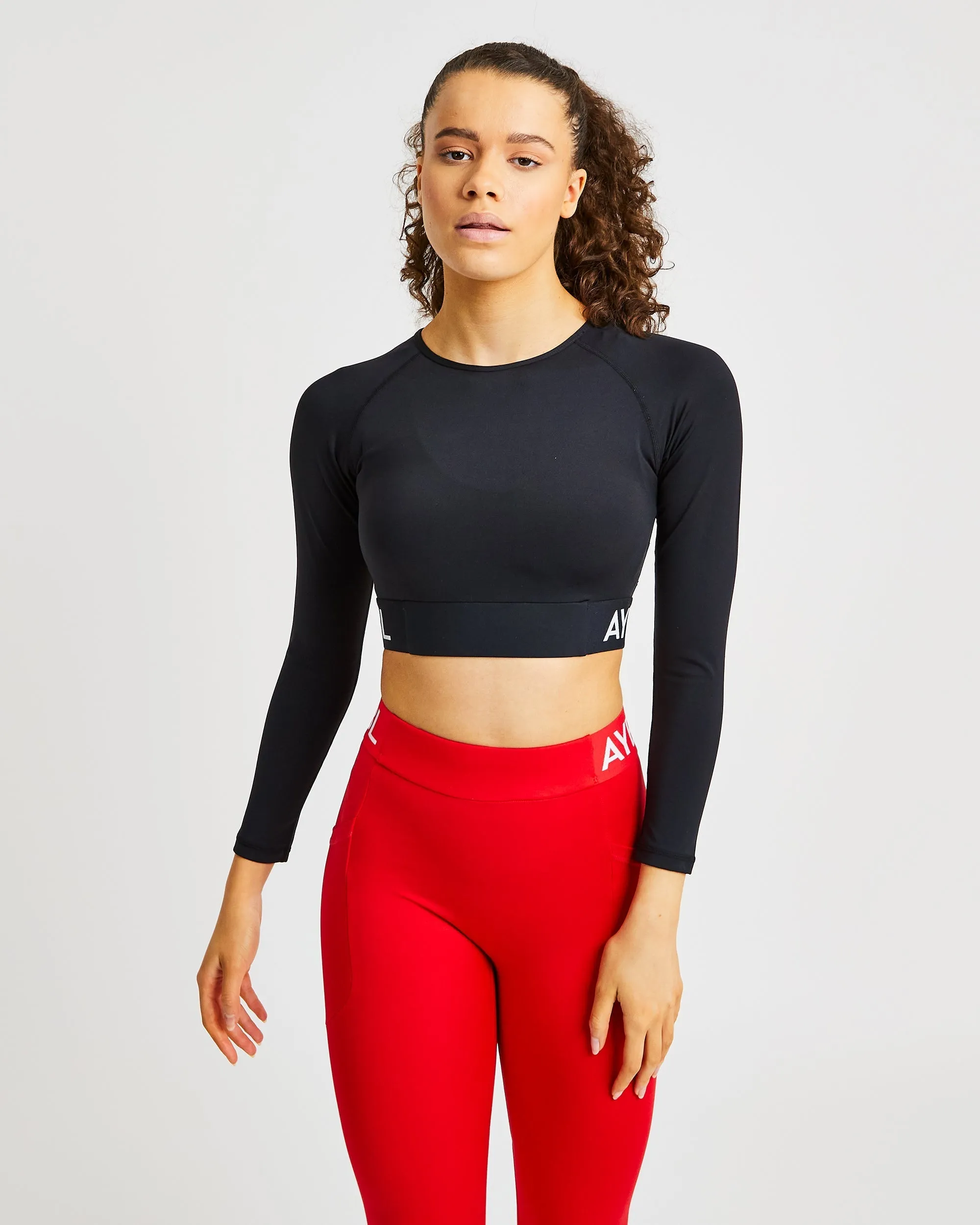 Training Long Sleeve Crop Top - Black sold by AYBL