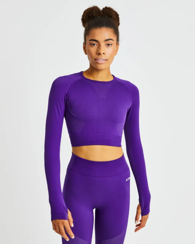 Ignite Seamless Long Sleeve Crop Top - Electric Purple sold by AYBL