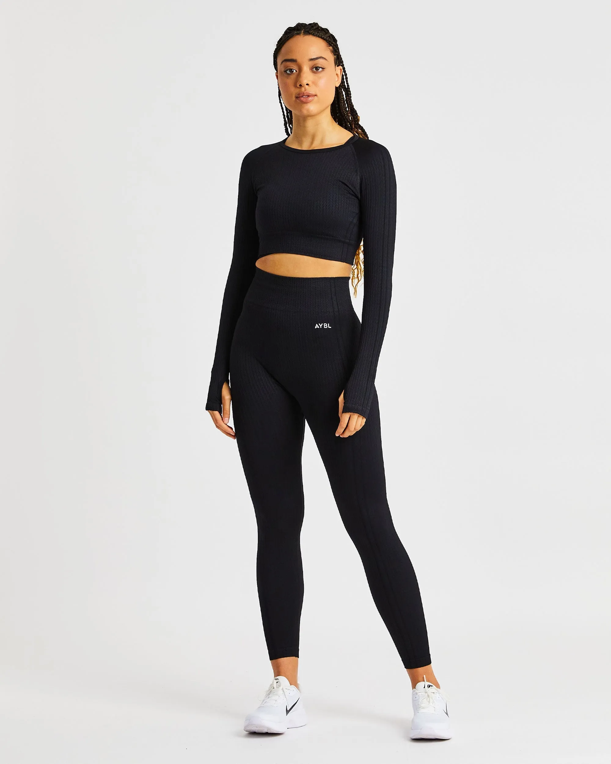Luxe Seamless Long Sleeve Crop Top - Black sold by AYBL product image thumbnail 3