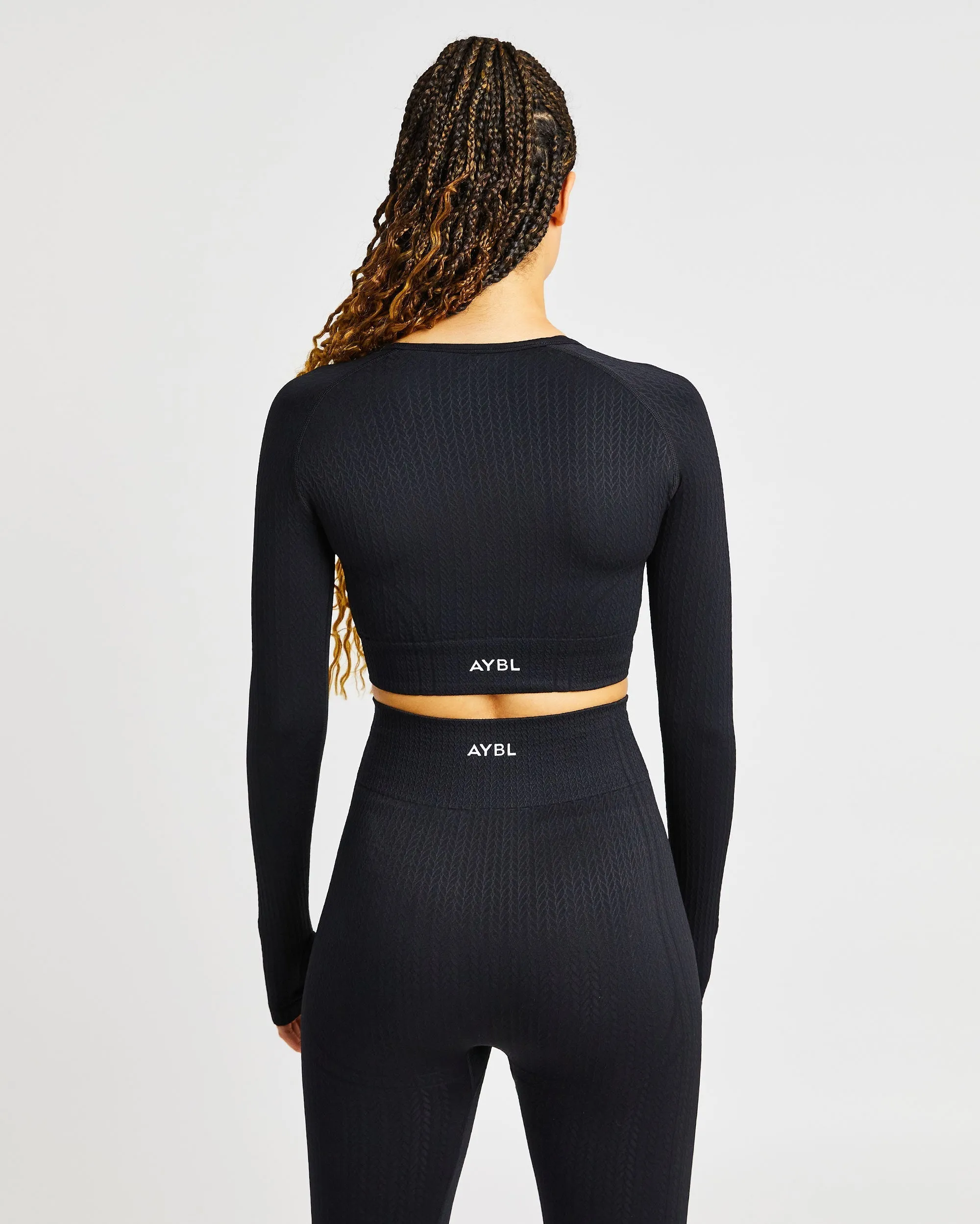 Luxe Seamless Long Sleeve Crop Top - Black sold by AYBL product image thumbnail 2