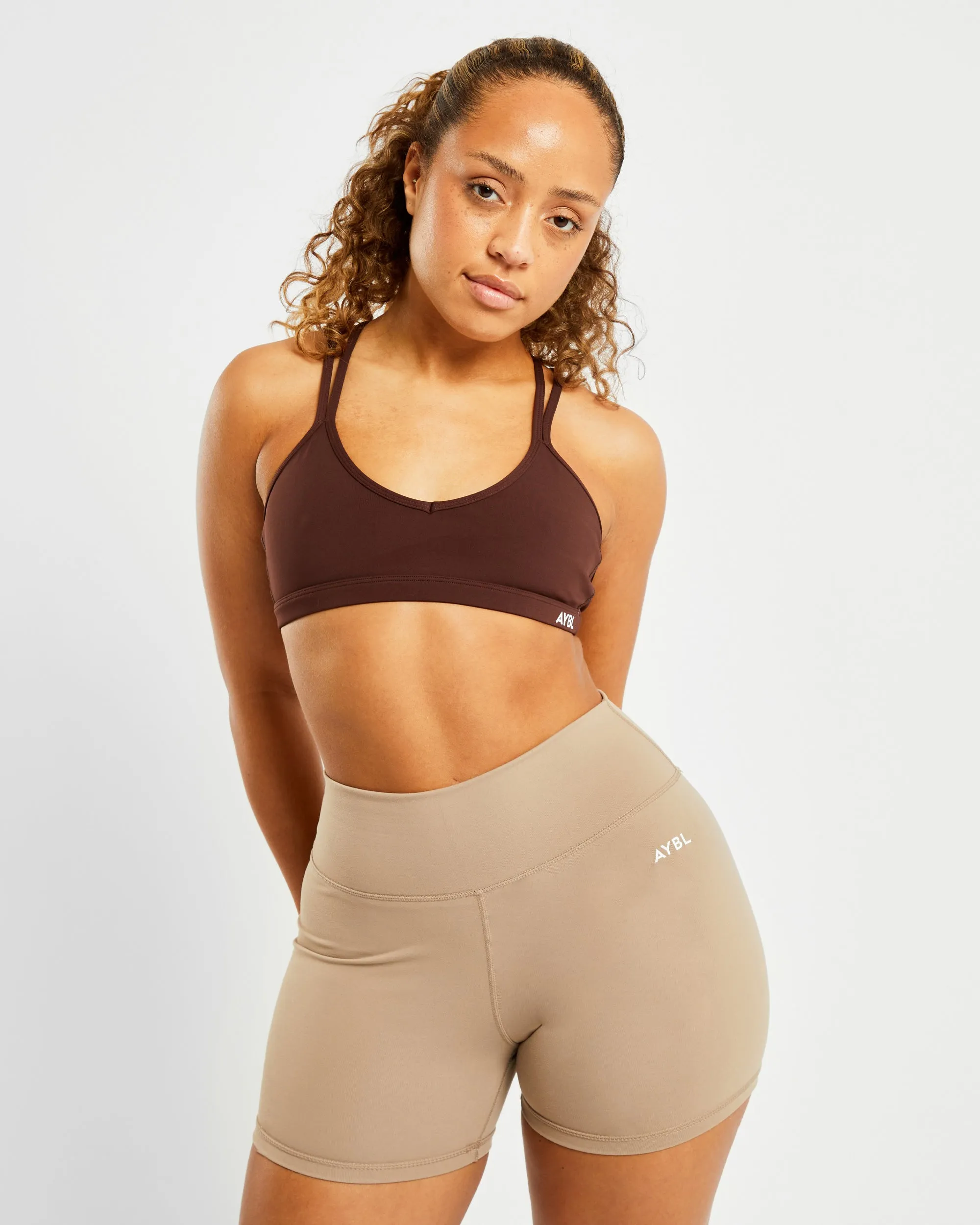 Essential Strappy Sports Bra - Chocolate Brown sold by AYBL