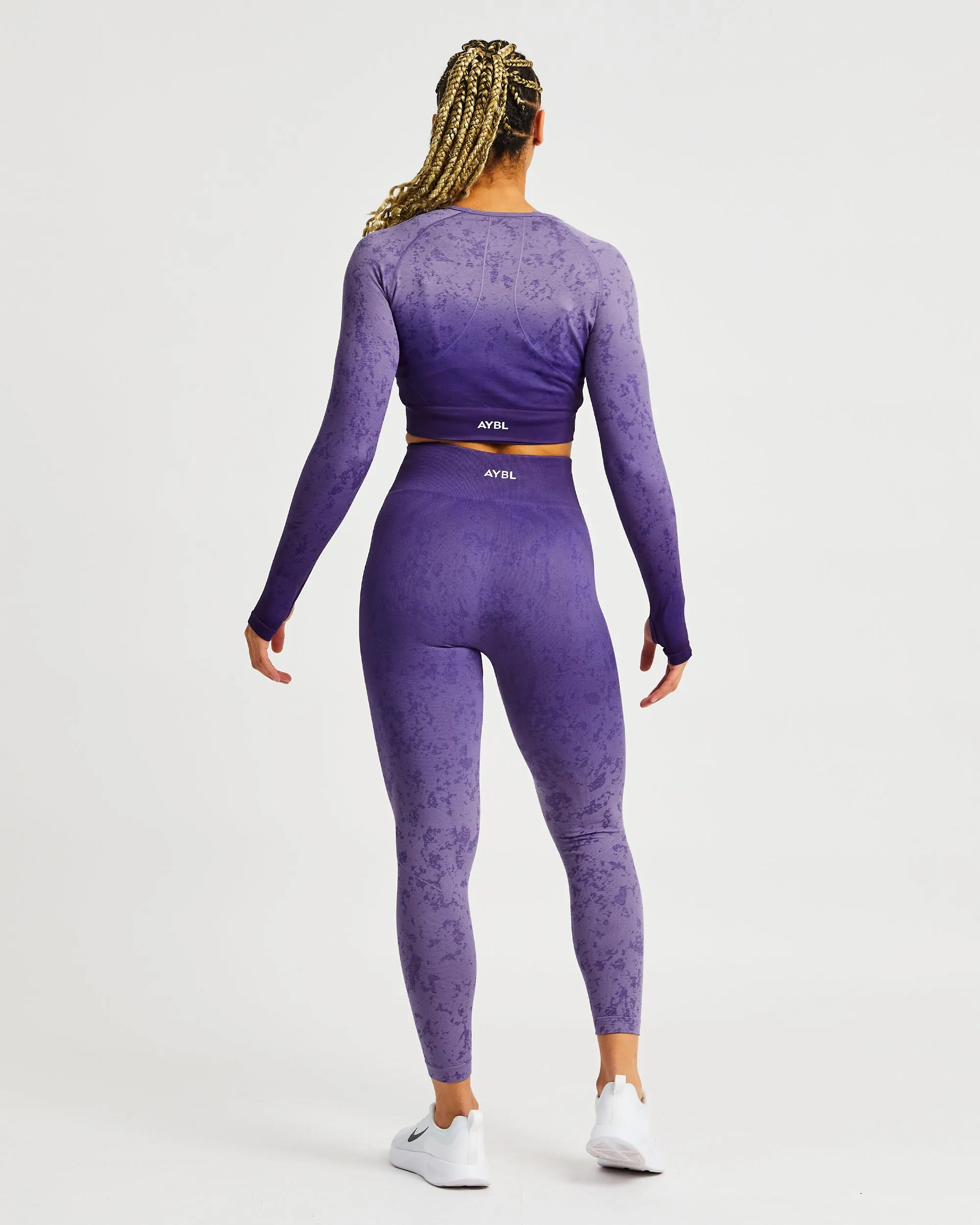 Flare Seamless Long Sleeve Crop Top - Purple sold by AYBL product image thumbnail 4