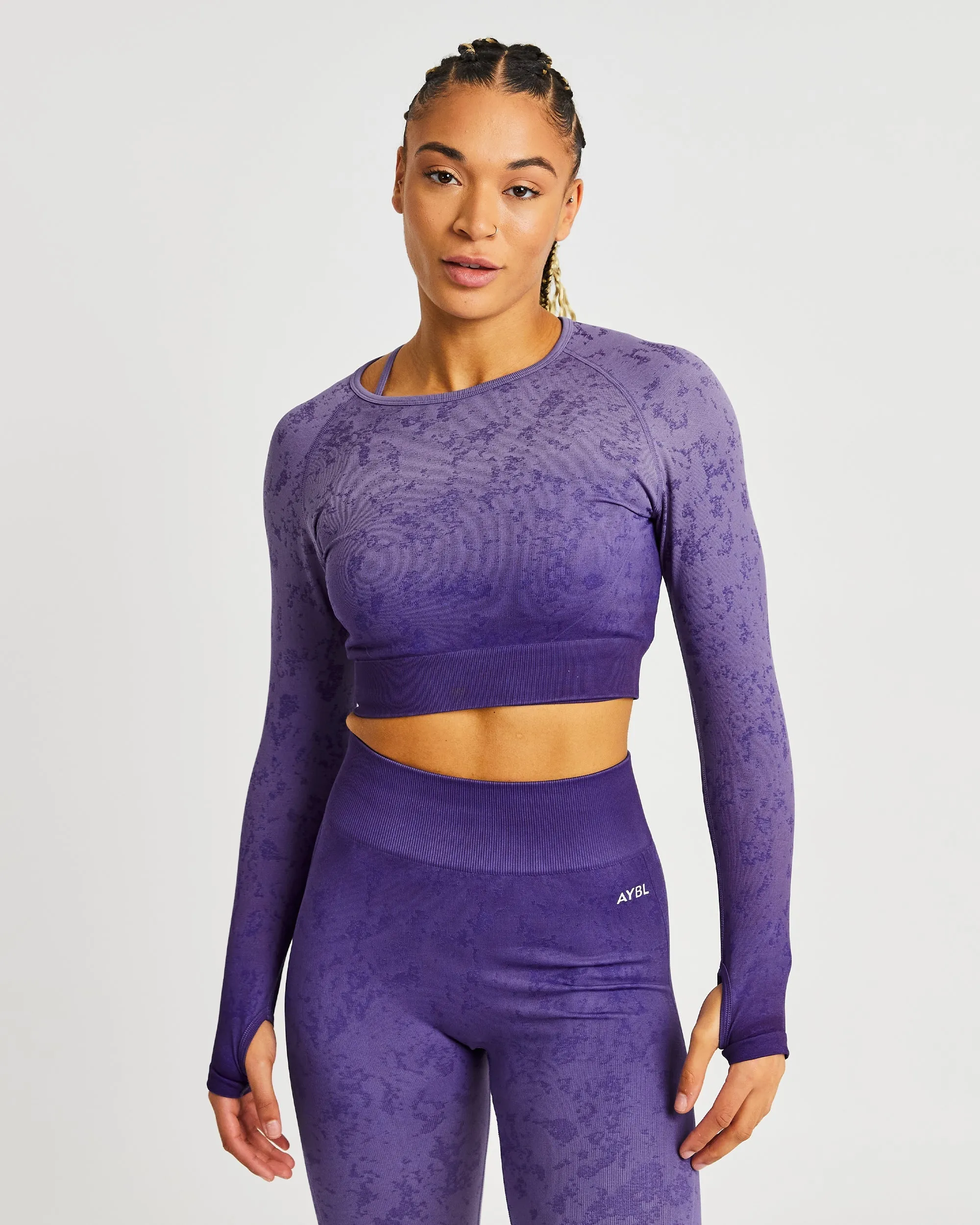 Flare Seamless Long Sleeve Crop Top - Purple sold by AYBL
