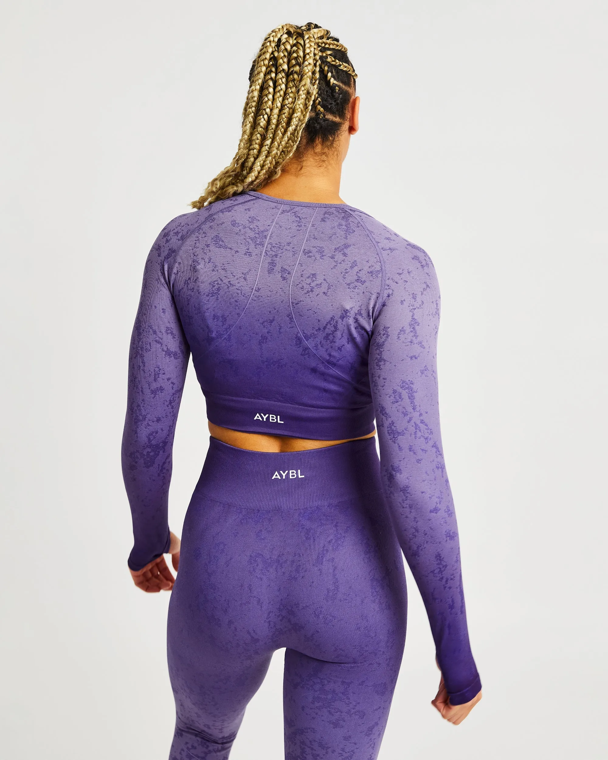 Flare Seamless Long Sleeve Crop Top - Purple sold by AYBL product image thumbnail 2