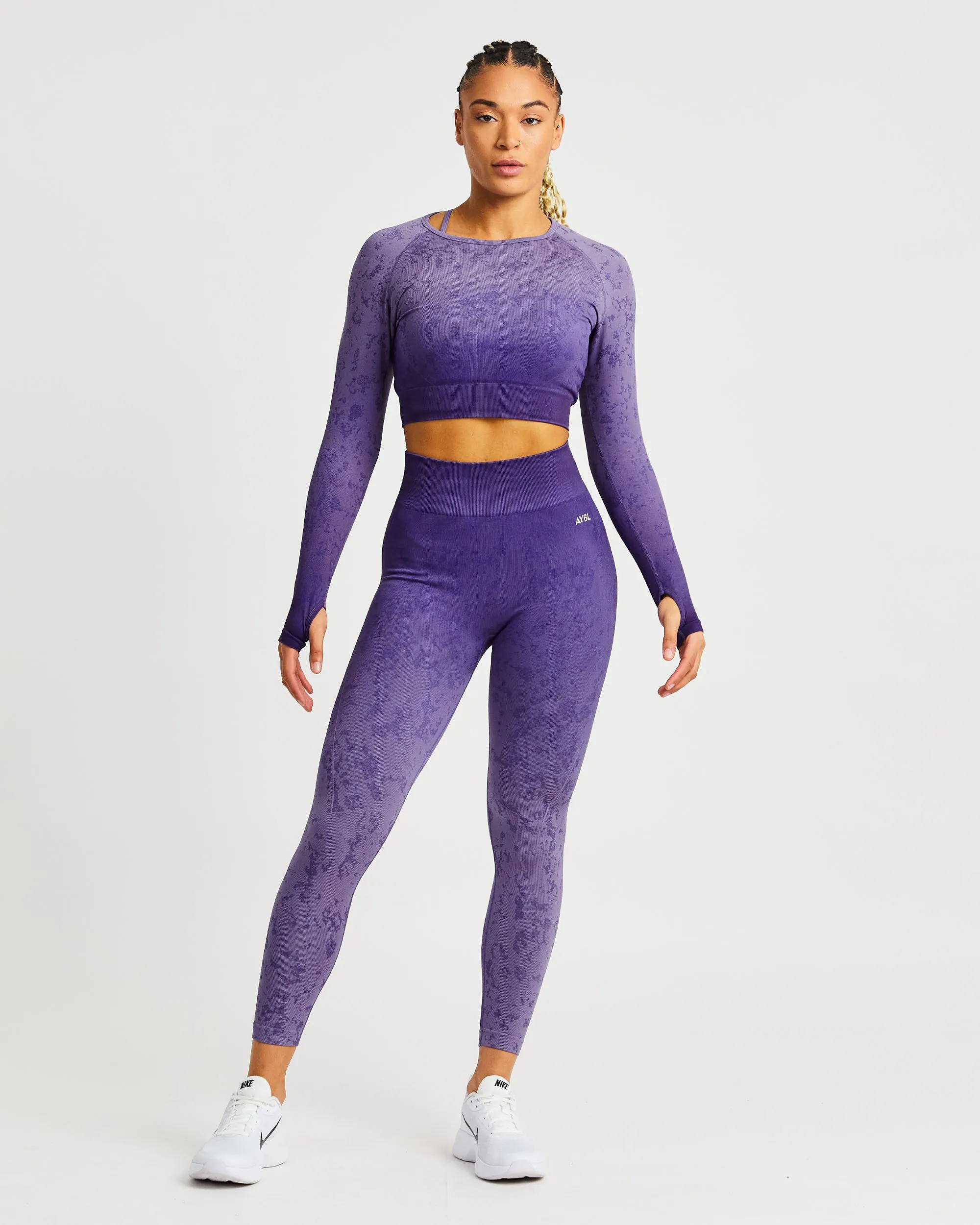 Flare Seamless Long Sleeve Crop Top - Purple sold by AYBL product image thumbnail 3